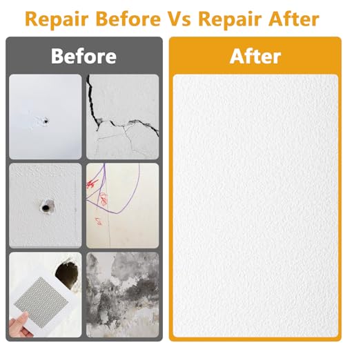 KURUI Drywall Repair Kit, 8.8oz Spackle Wall Repair Paste with Scraper, 6 Sandpaper Sheets & Self Adhesive Dry Wall Patch Kits, Easy Hole Filler for Drywall, Plaster and Home Repair
