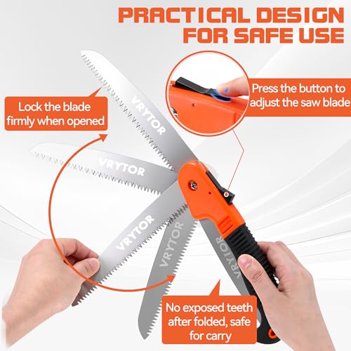 VRYTOR Pruning Saw, 7IN Heavy Duty Folding Hand Saw with Safety Hand Guard