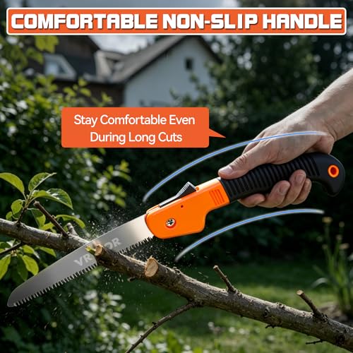 VRYTOR Pruning Saw, 7IN Heavy Duty Folding Hand Saw with Safety Hand Guard