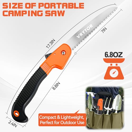VRYTOR Pruning Saw, 7IN Heavy Duty Folding Hand Saw with Safety Hand Guard