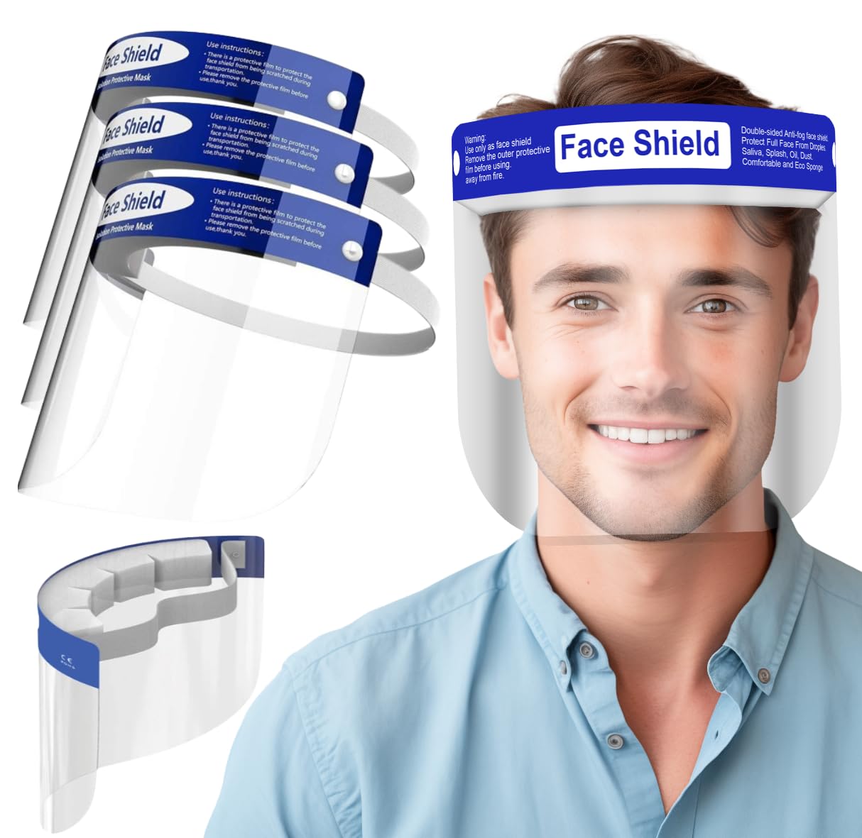 Medical Nation Face Shield for Women, Men & Kids, Anti-Fog, Lightweight Reusable Face Shield Mask