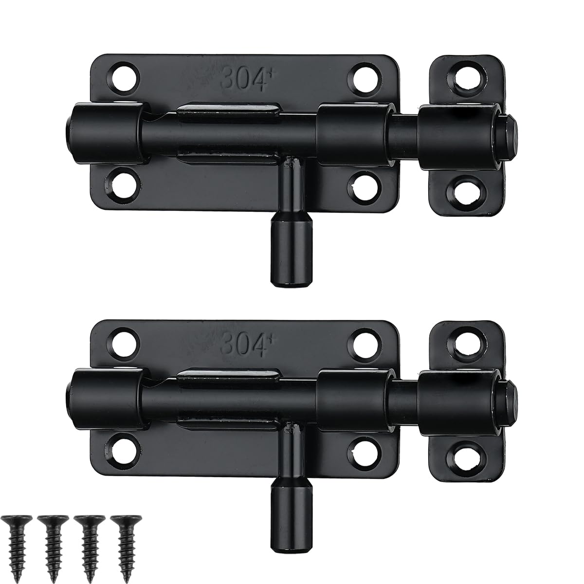 JQK Door Security Slide Latch Lock Barrel Bolt, 304 Stainless Steel Sliding Gate Latches Thickened 1.4mm with Padlock Hole, Silver, HBB120-P