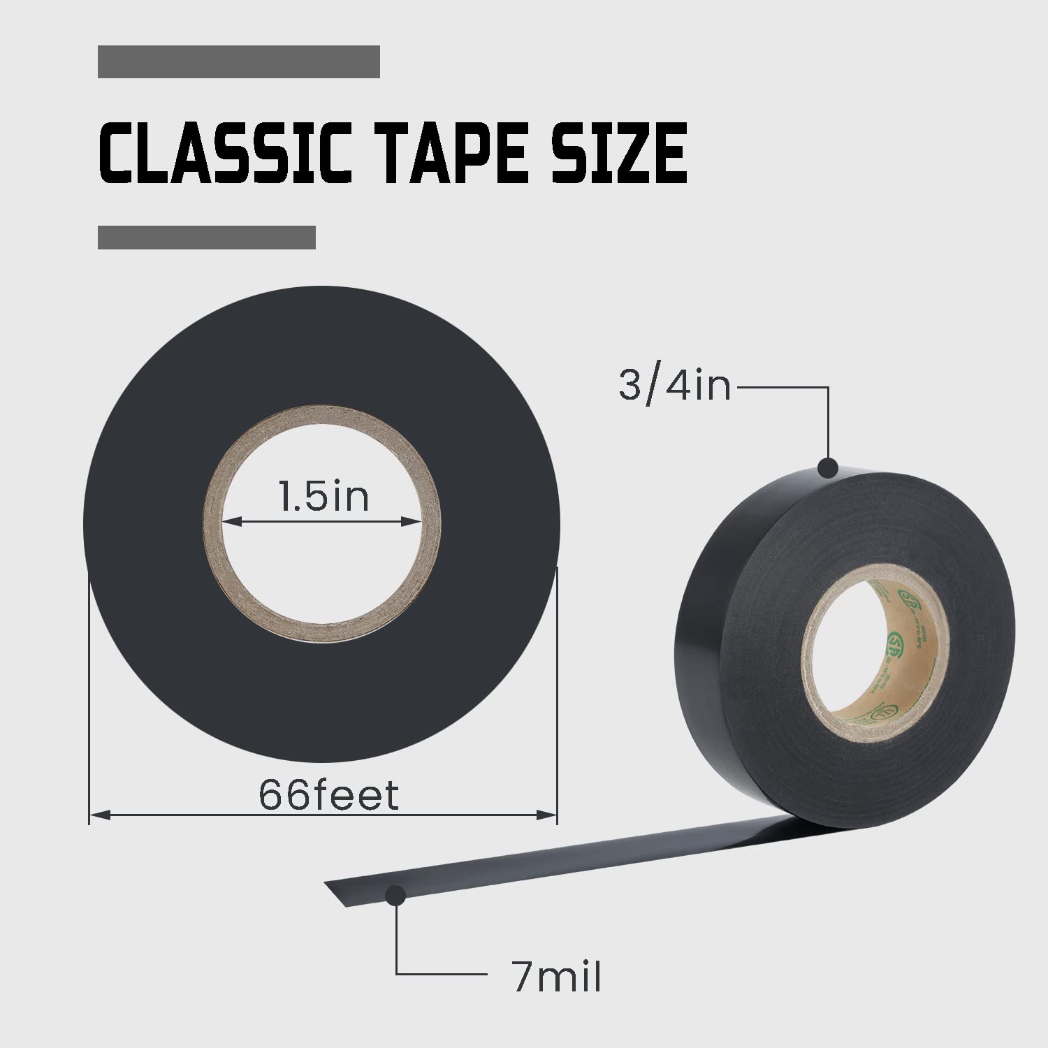 Lichamp 10-Pack Colored Electrical Tape Waterproof,3/4 inx66ft,Industrial Grade UL/CSA Listed High Temp Electrical Tape 10 Colors Electric Super Vinyl