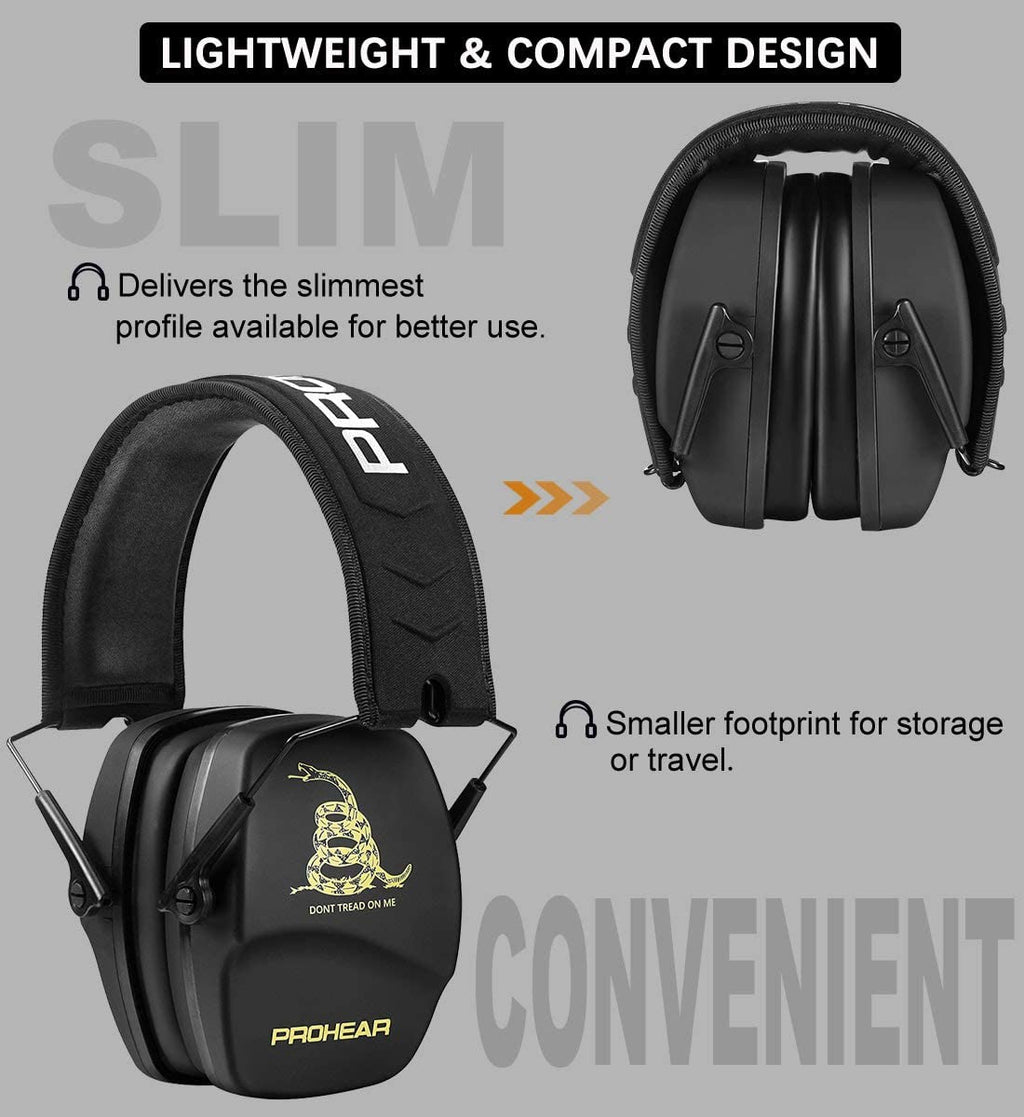 PROHEAR 016 NRR 26dB Shooting Ear Protection, Slim Passive Earmuffs
