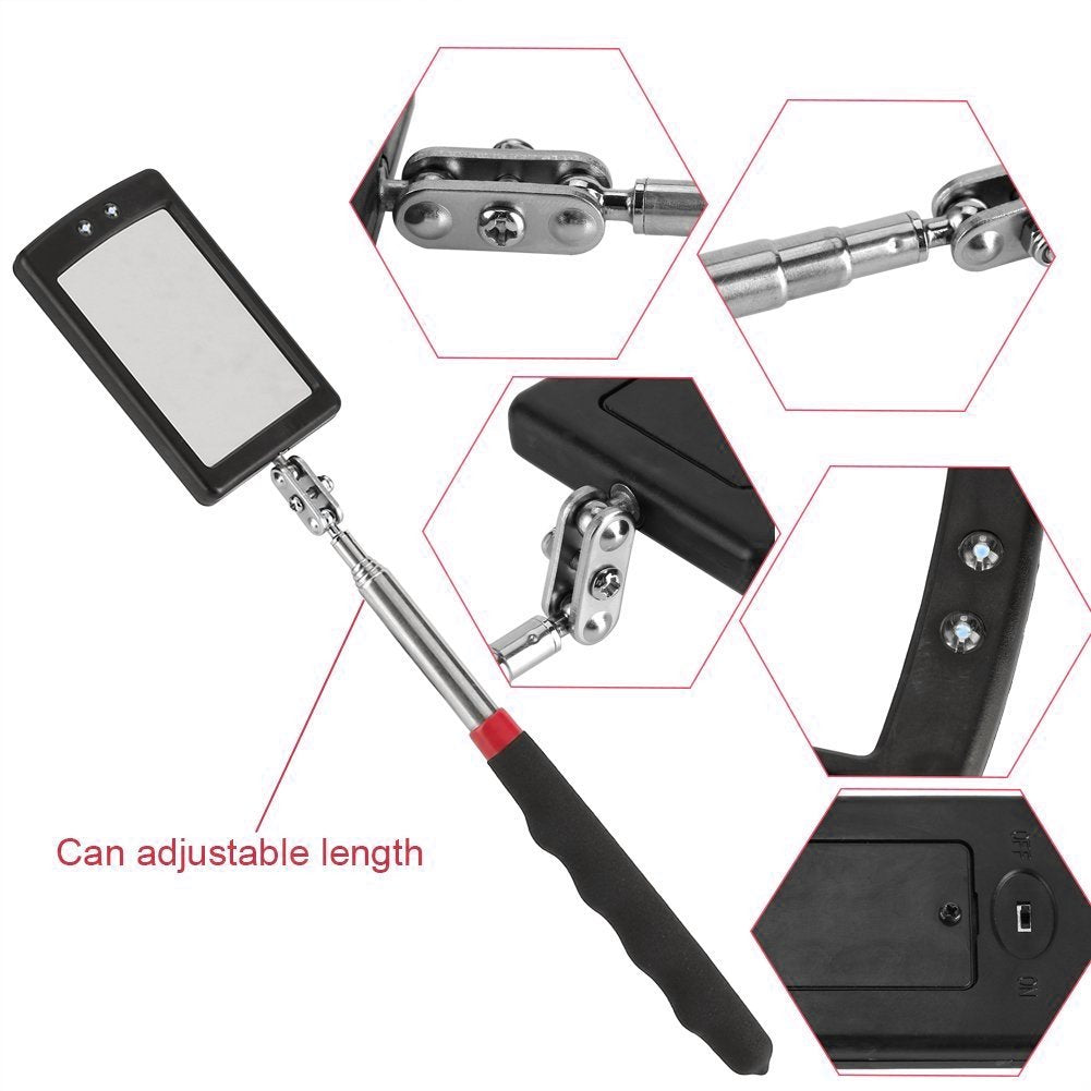 Enbar Telescopic Inspection Mirror.Diabetic Mirror for feet.360 Rotating lamp Inspection Mirror, Mechanics Mirror, Inspection Mirror, car Inspection Mirror .Mechanics Mirror on a Stick