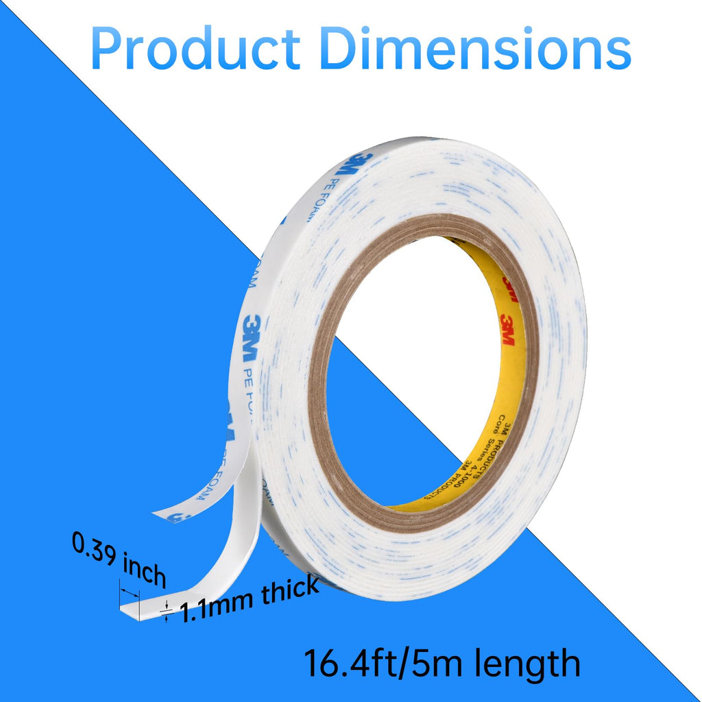 Heavy Duty PE Foam Double Sided Tape | Strong Adhesive Tape | Vibration Resistant | for Indoor/Outdoor Paint Wall Picture Hanging Poster | Free Damage Mounting