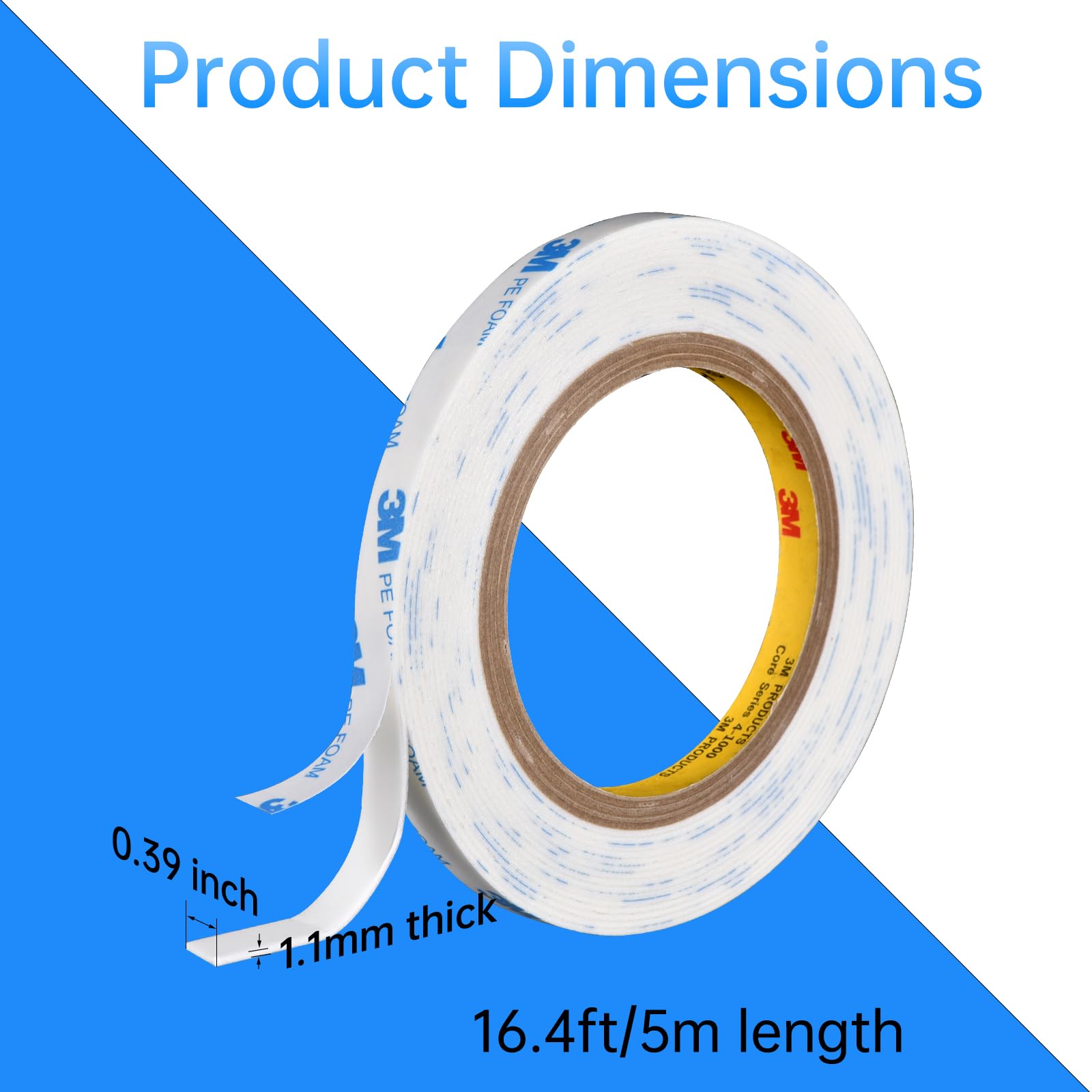 Heavy Duty PE Foam Double Sided Tape | Strong Adhesive Tape | Vibration Resistant | for Indoor/Outdoor Paint Wall Picture Hanging Poster | Free Damage Mounting