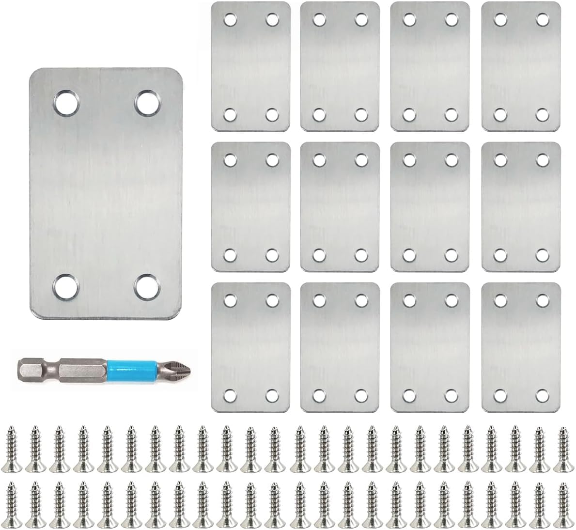 Black Flat Mending Plate, Stainless Steel Bracket, Straight Metal Brace Bracket, Fixing Joining Plate for Wood Furniture Fastening & Fixing