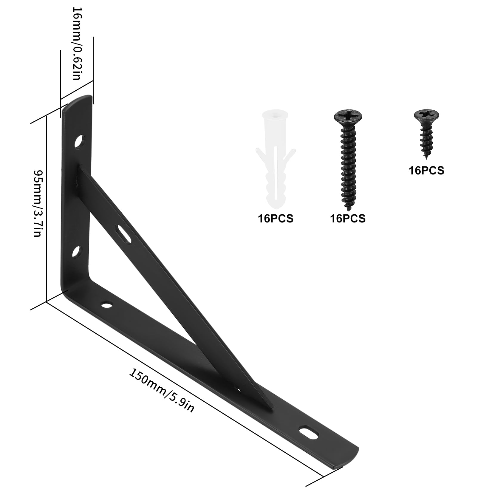 8 Pcs Heavy Duty Shelf Brackets, Floating Metal Shelf Brackets, Metal Wall Mount L Shaped Shelves Support Angle Brackets for Heavy Duty Floating Shelves Shelf Brackets