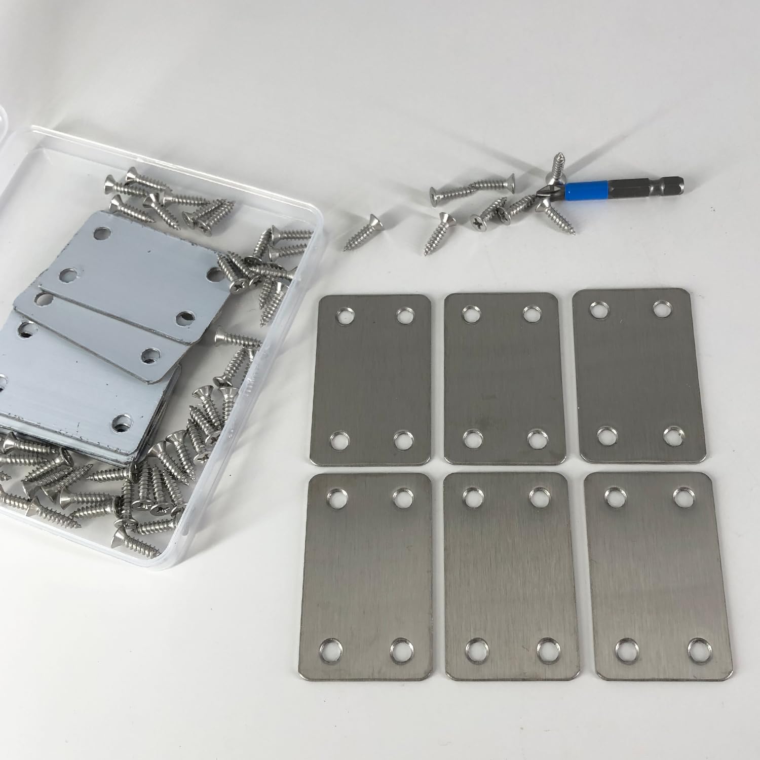 Black Flat Mending Plate, Stainless Steel Bracket, Straight Metal Brace Bracket, Fixing Joining Plate for Wood Furniture Fastening & Fixing