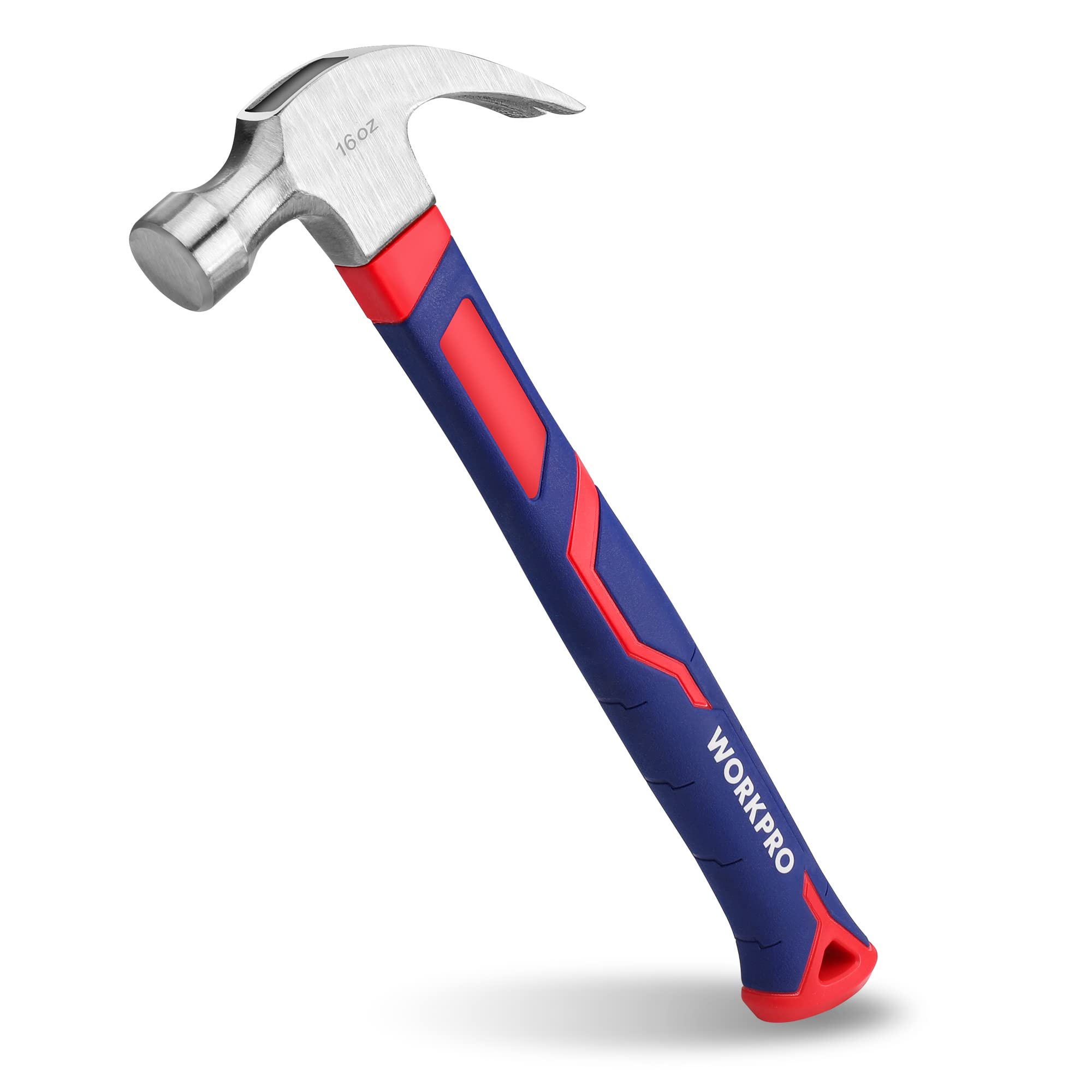 WORKPRO Claw Hammer with Fiberglass Handle, All Purpose Hammer with Forged Hardened Steel Head
