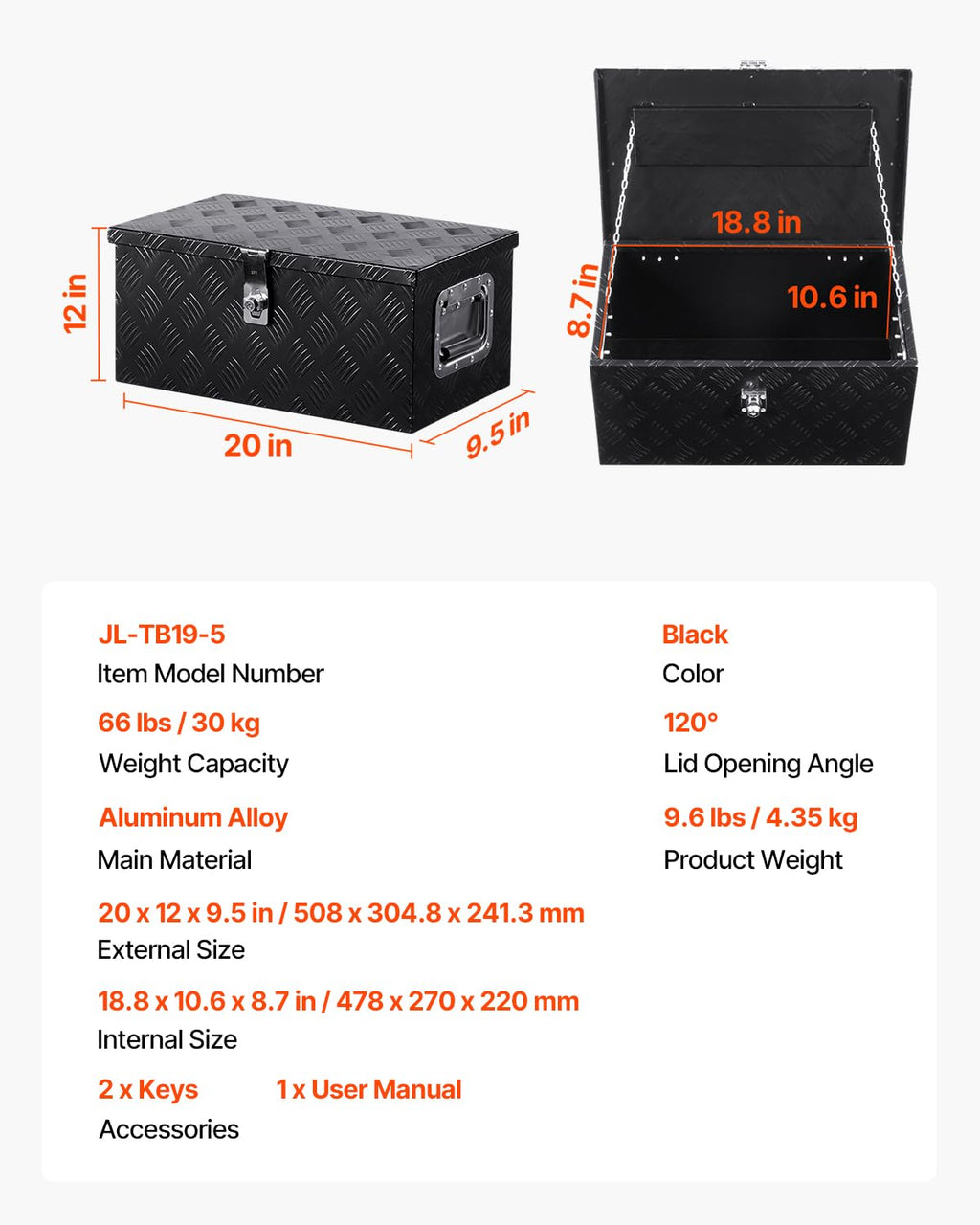 VEVOR Heavy Duty Aluminum Truck Bed Tool Box