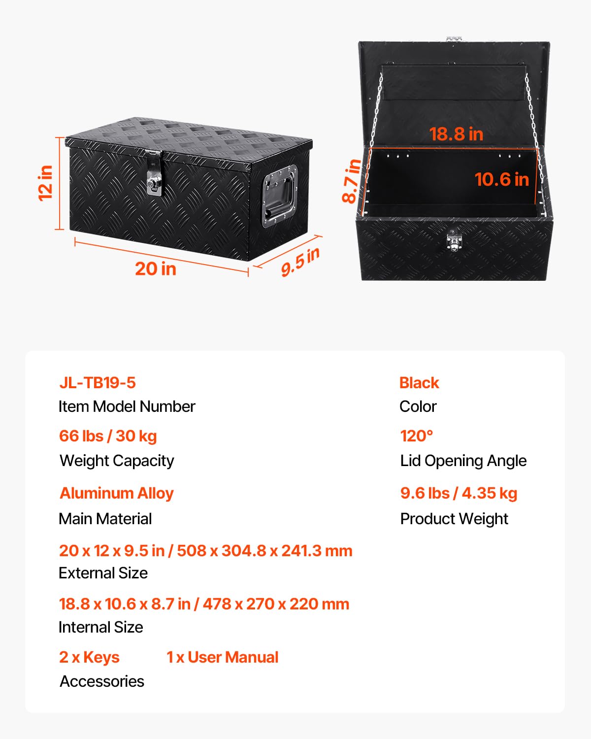 VEVOR Heavy Duty Aluminum Truck Bed Tool Box