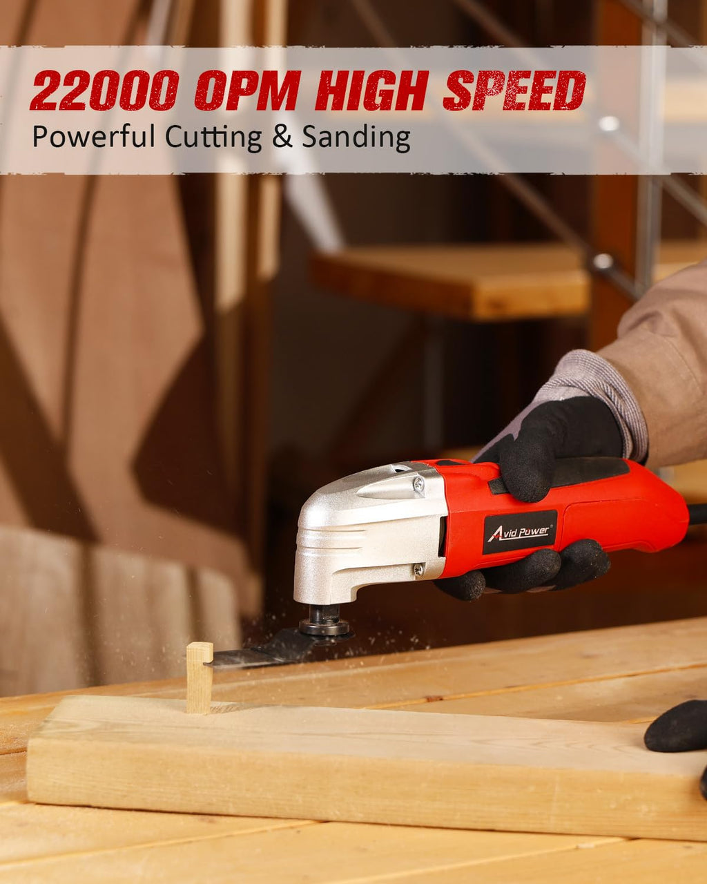 AVID POWER Oscillating Tool, 22000 OPM Electric Oscillating Multi Tool with 3°Oscillation Angle, Cutting, Sanding, Grinding, Scraping, 11 Accessories & Universal Interface