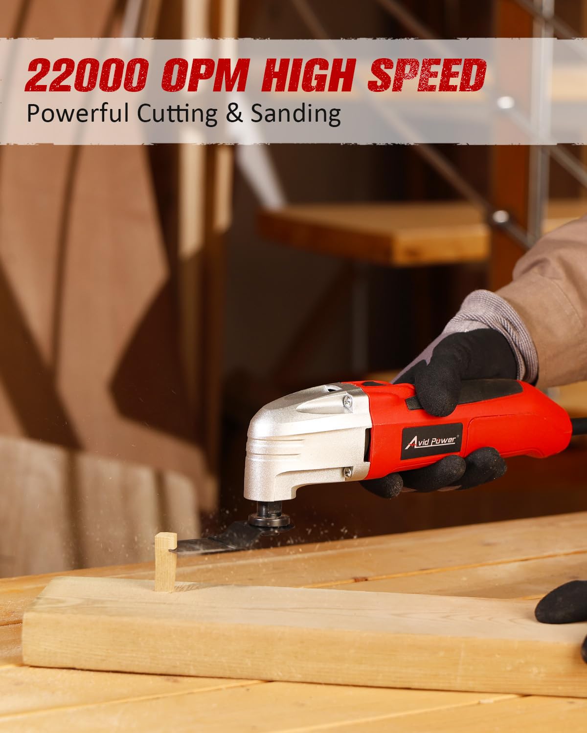 AVID POWER Oscillating Tool, 22000 OPM Electric Oscillating Multi Tool with 3°Oscillation Angle, Cutting, Sanding, Grinding, Scraping, 11 Accessories & Universal Interface