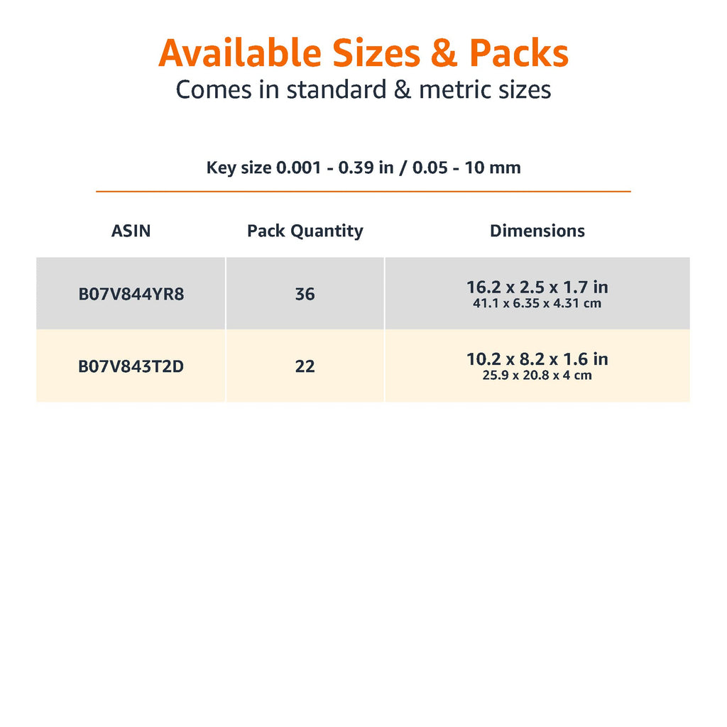 Amazon Basics Ds-Amz031 Allen Wrench/Hex Key Chrome Vanadium Steel Powder Coated Hex Wrench