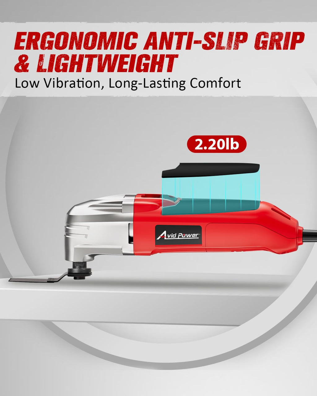 AVID POWER Oscillating Tool, 22000 OPM Electric Oscillating Multi Tool with 3°Oscillation Angle, Cutting, Sanding, Grinding, Scraping, 11 Accessories & Universal Interface
