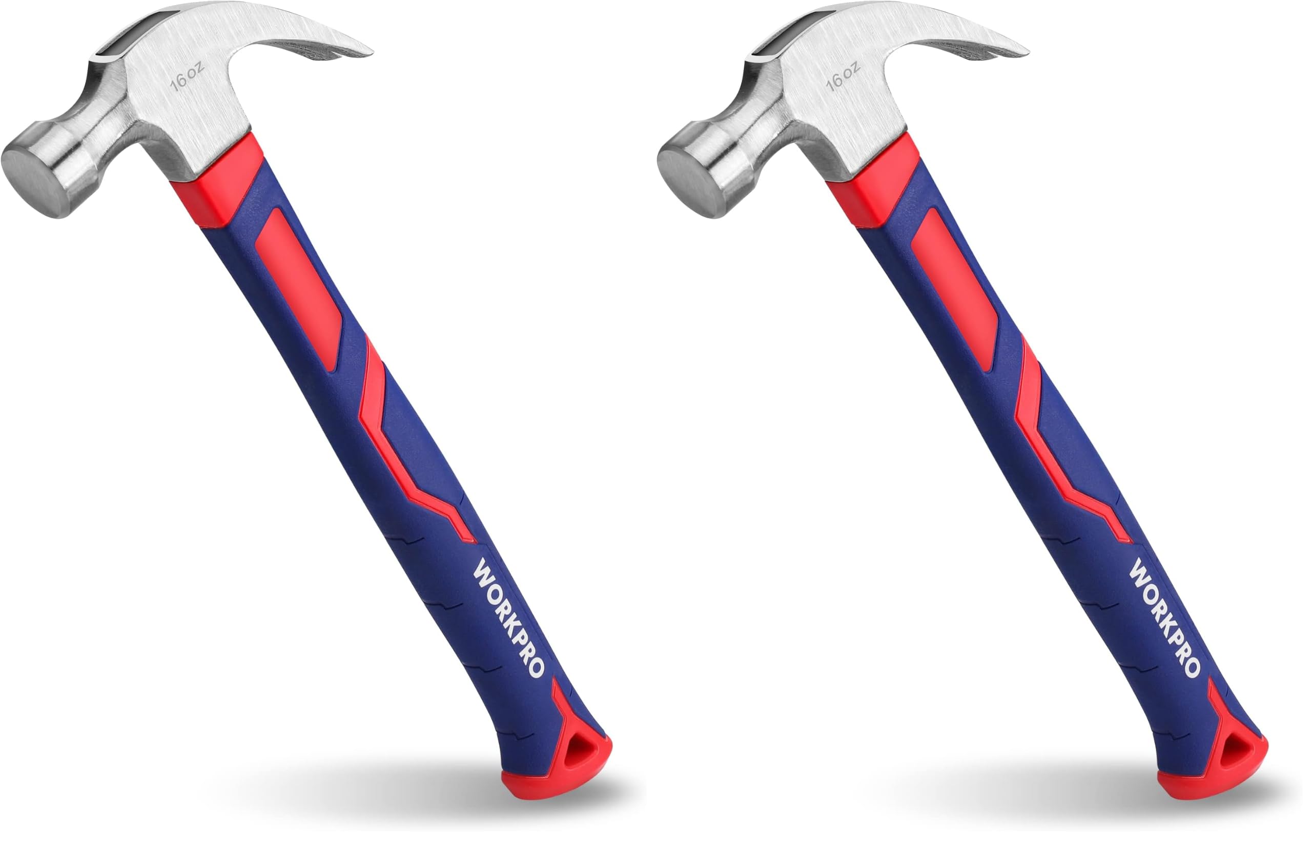 WORKPRO Claw Hammer with Fiberglass Handle, All Purpose Hammer with Forged Hardened Steel Head