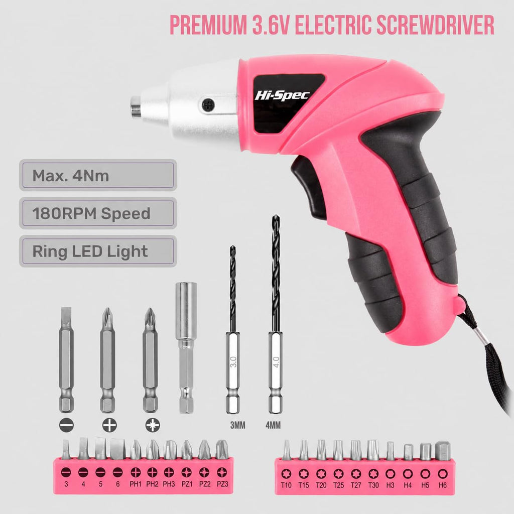 Hi-Spec Small Electric Screwdriver with Driver Bits