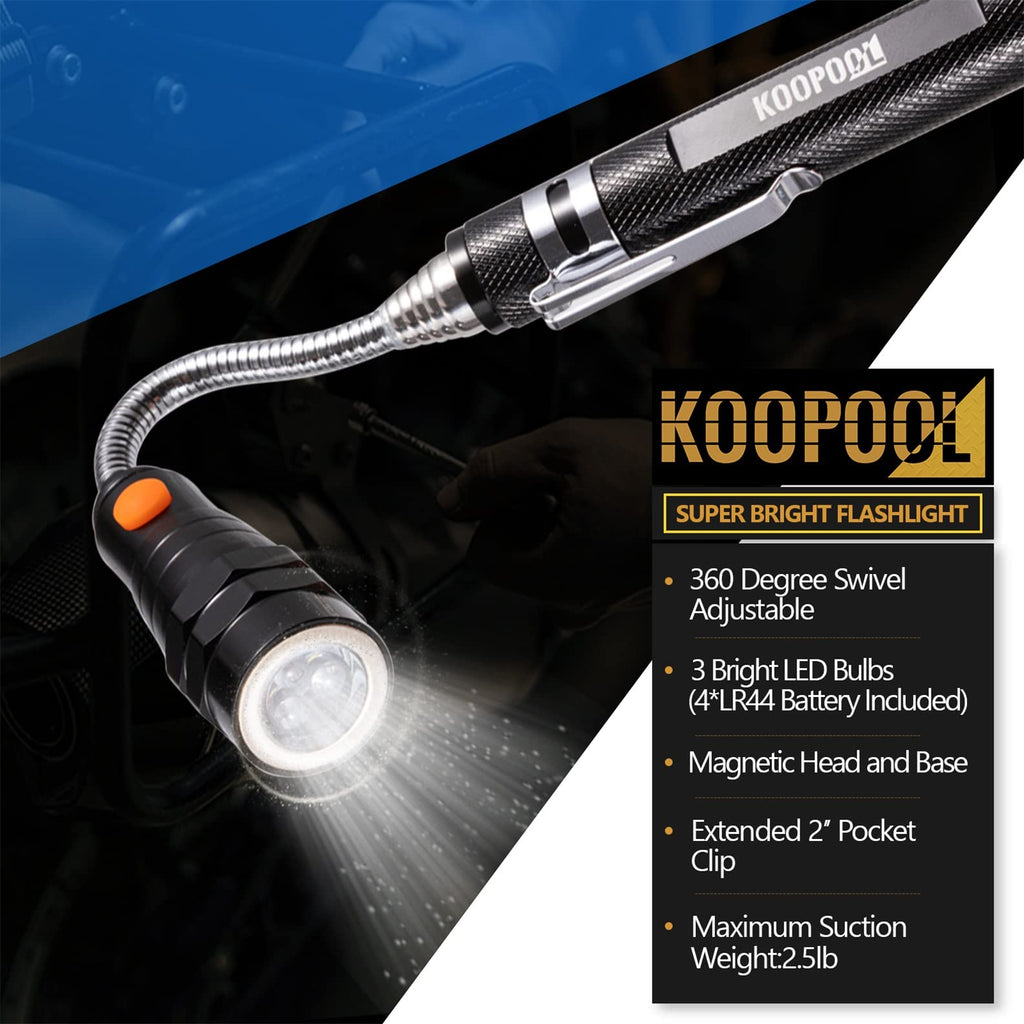 Telescoping Magnetic Pickup Tool Set, Inspection Mirror Telescoping, LED Flashlight, Cool Gadgets for Men, Gifts for Dad, Husband, Kids, Boyfriend, Magnet Stick