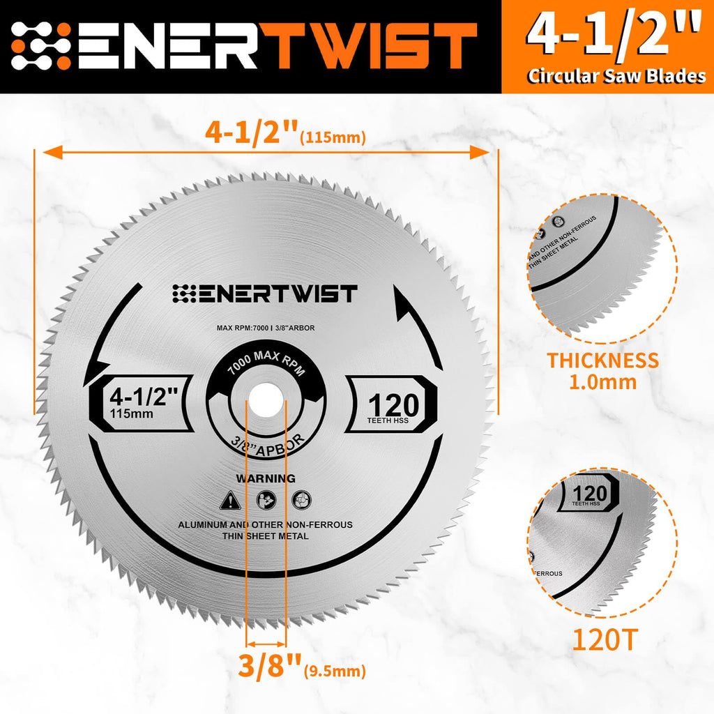 Enertwist 4-1/2 Inch Compact Circular Saw Blade Set