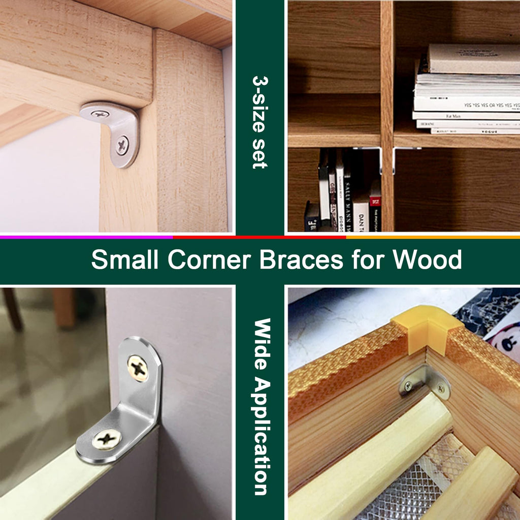YEWLACA L Bracket Corner Braces Heavy Duty Stainless Steel 90 Degree Joints Right Angle Bracket L Shaped Corner Brackets Fastener for Wood Furniture, Screws Included