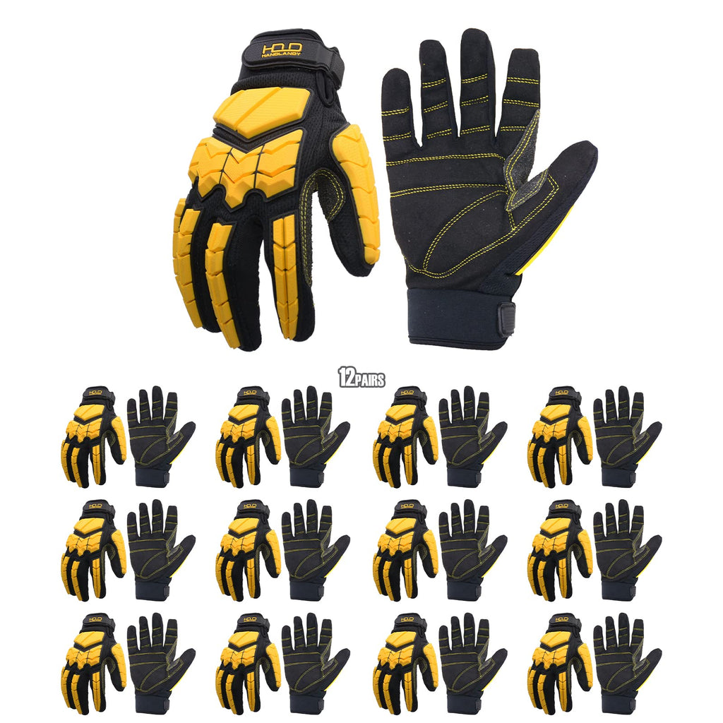 HANDLANDY Anti Vibration Gloves, SBR Padding, TPR Protector, Mechanic Work Gloves