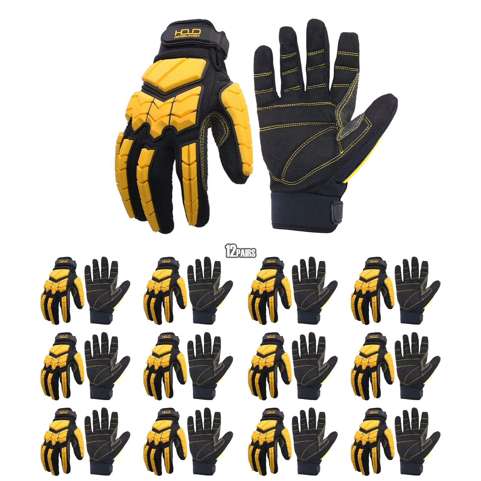 HANDLANDY Anti Vibration Gloves, SBR Padding, TPR Protector, Mechanic Work Gloves