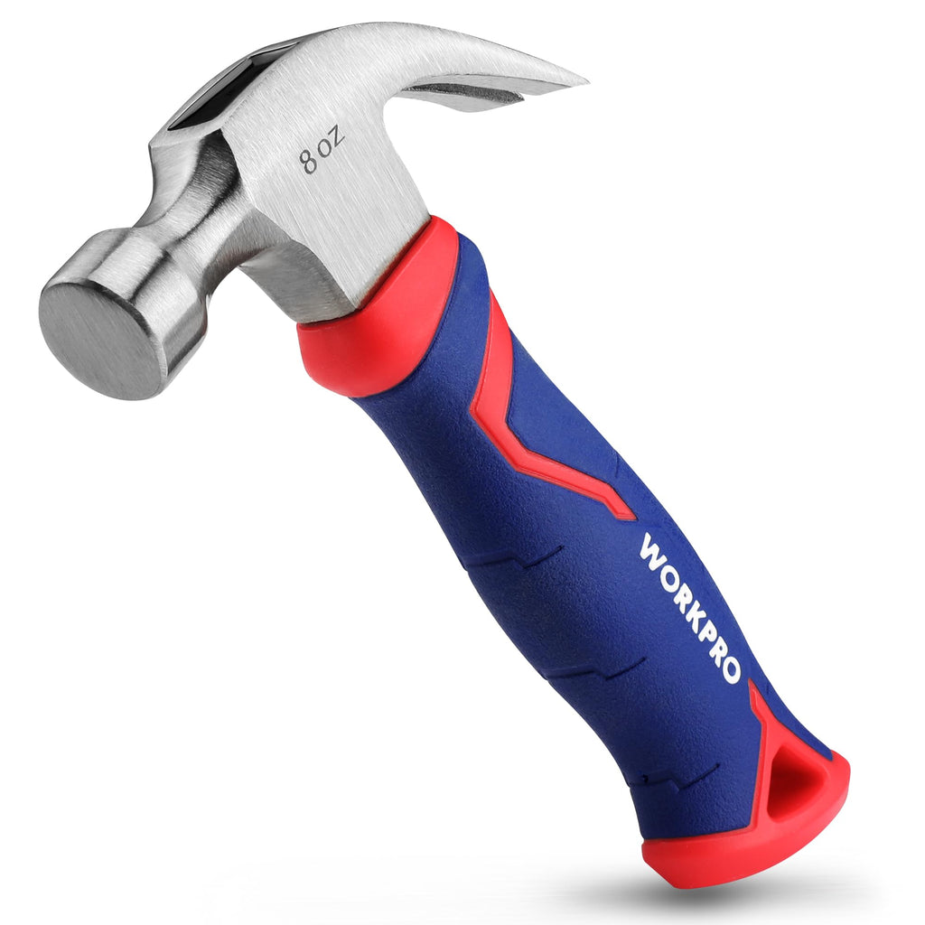 WORKPRO Claw Hammer with Fiberglass Handle, All Purpose Hammer with Forged Hardened Steel Head