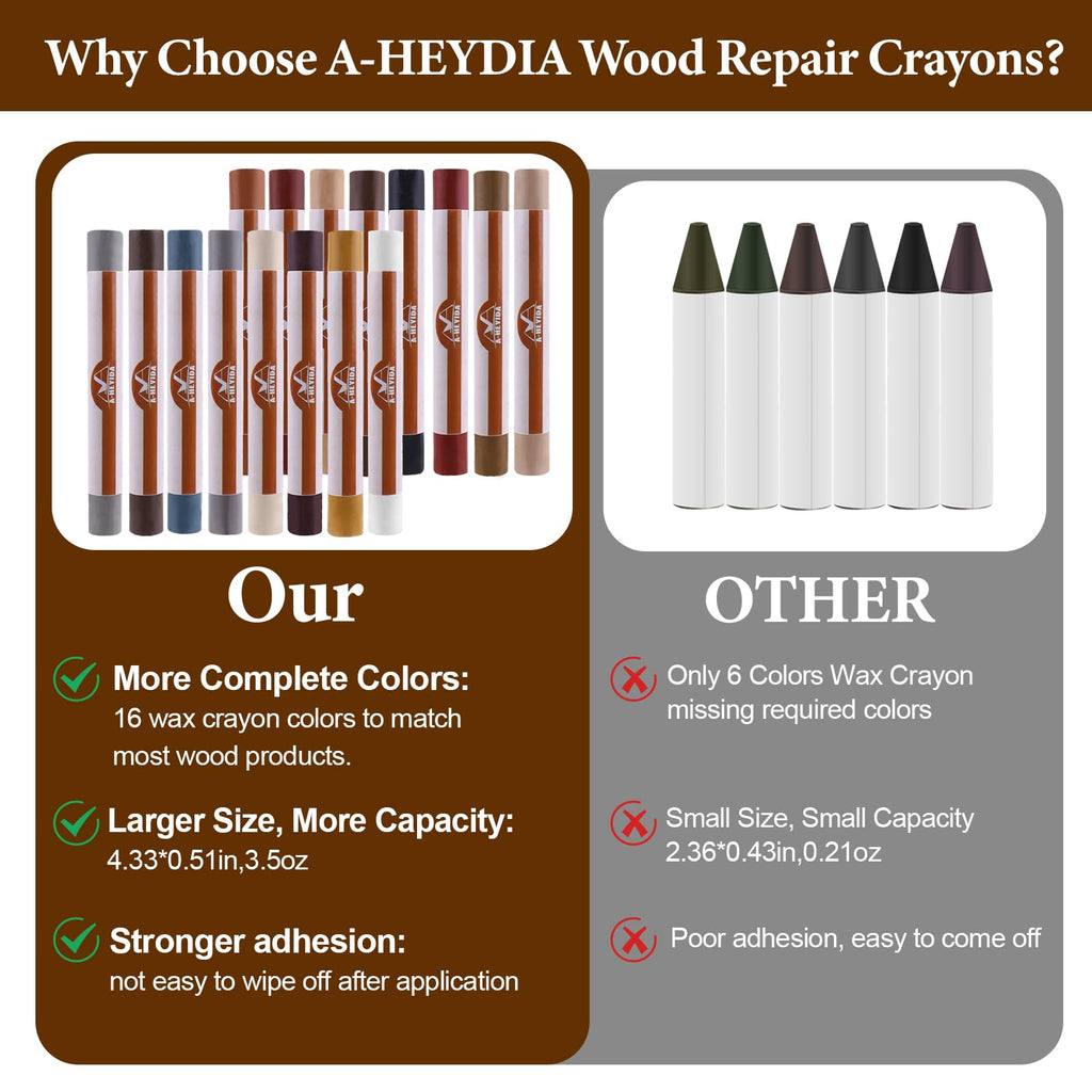 Wood Filler Sticks, 16 Colors Wax Filler Touch Up Pen