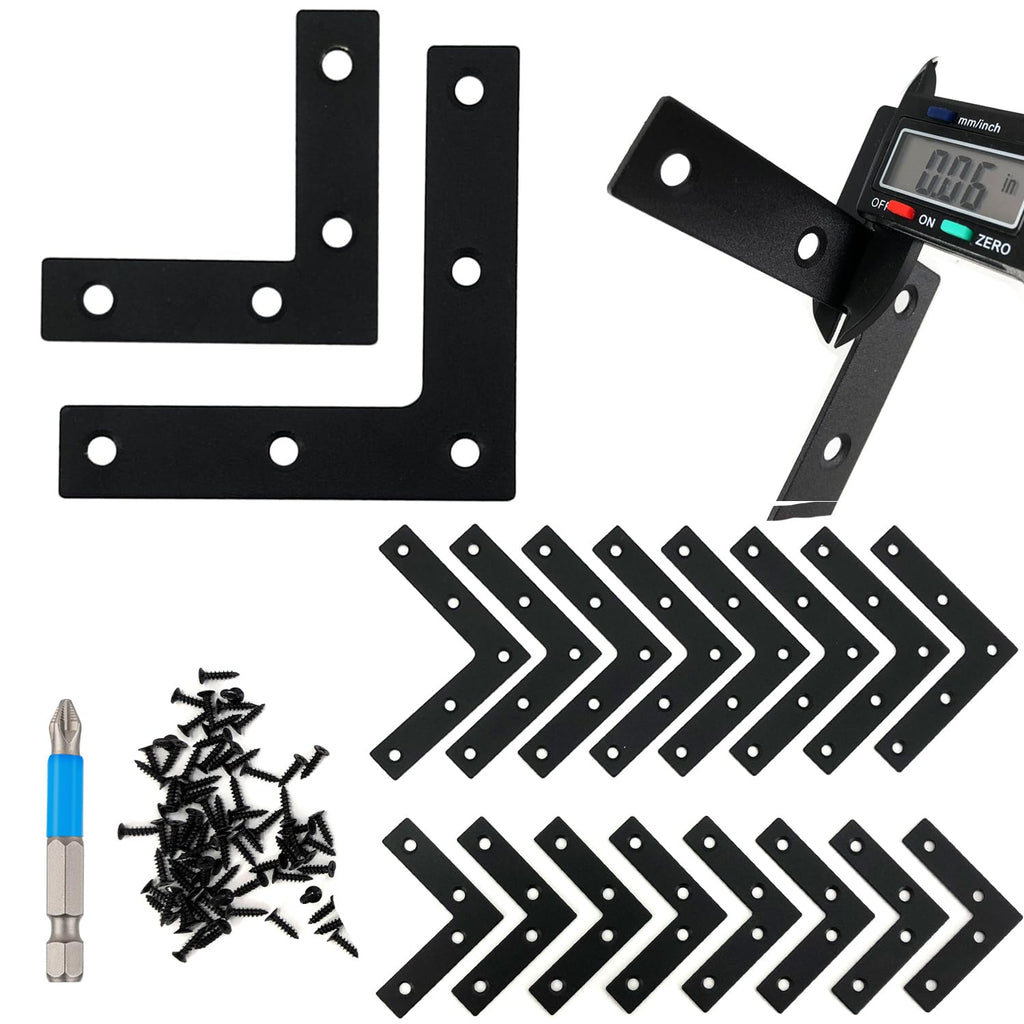 Black Flat Mending Plate, Stainless Steel Bracket, Straight Metal Brace Bracket, Fixing Joining Plate for Wood Furniture Fastening & Fixing
