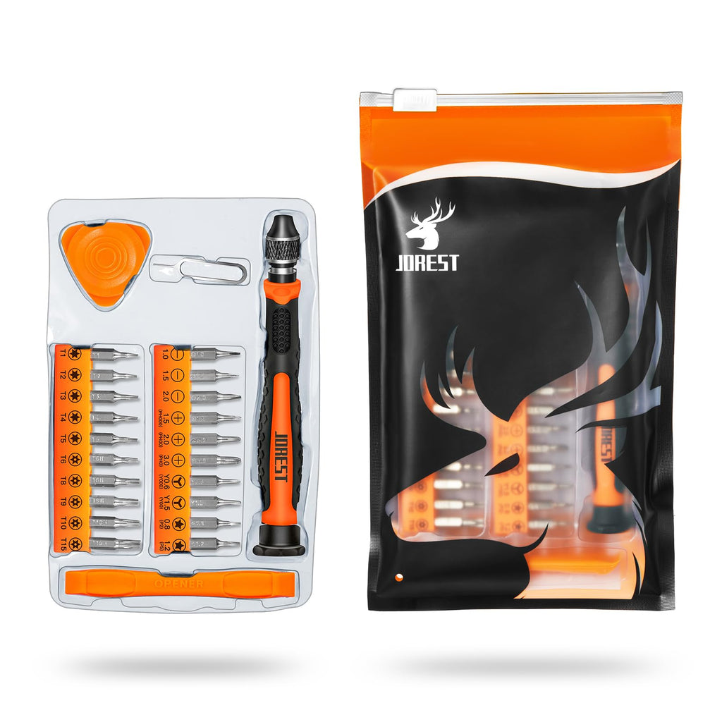 JOREST 38Pcs Small Precision Screwdriver Set with Torx T5, T6, Y00, Mini Repair Tool Kit for Macbook, Computer, Laptop, iPhone, PS4 PS5, Xbox, Switch, Eyeglasses, Watch, Ring Doorbell, Electronic, etc