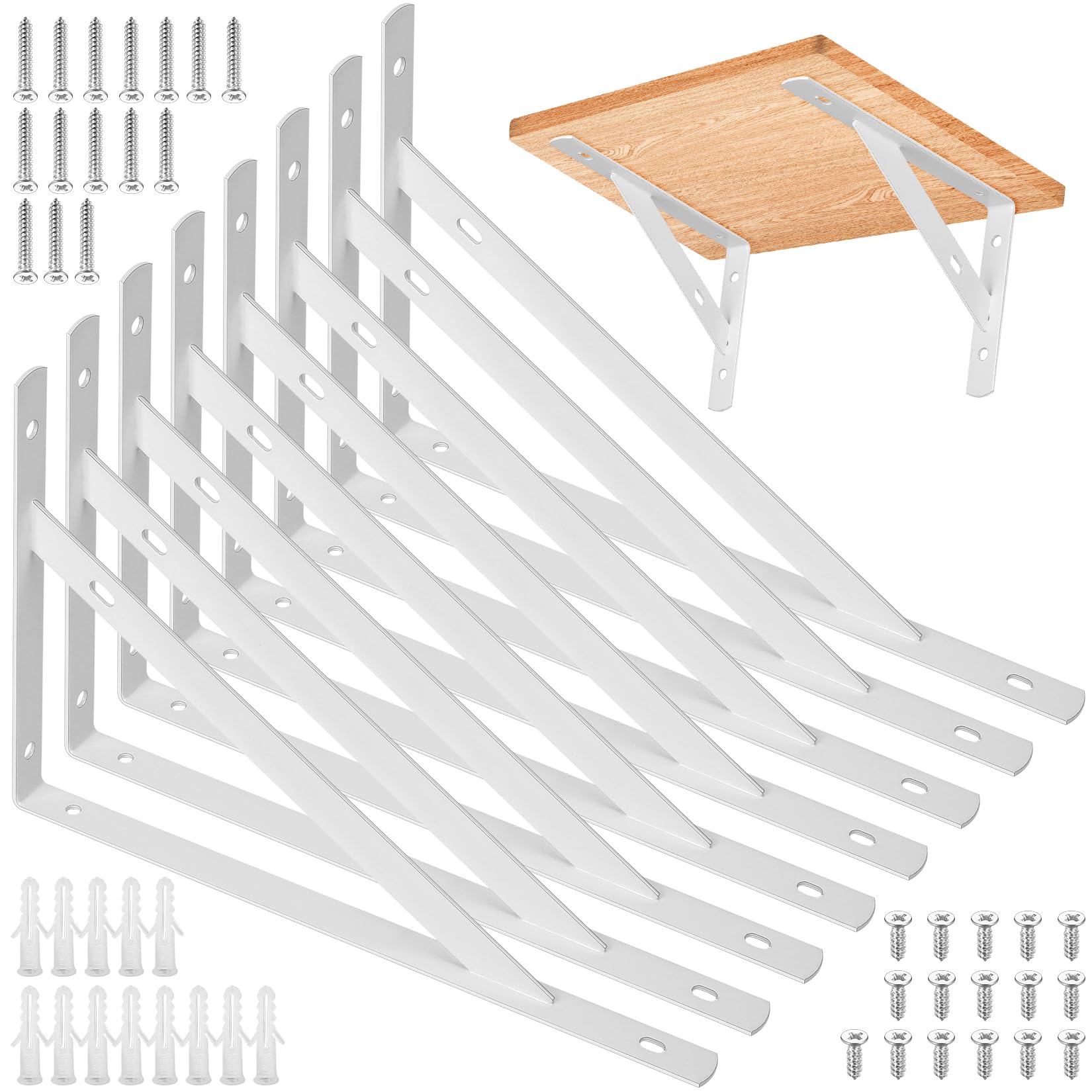 8 Pcs Heavy Duty Shelf Brackets, Floating Metal Shelf Brackets, Metal Wall Mount L Shaped Shelves Support Angle Brackets for Heavy Duty Floating Shelves Shelf Brackets