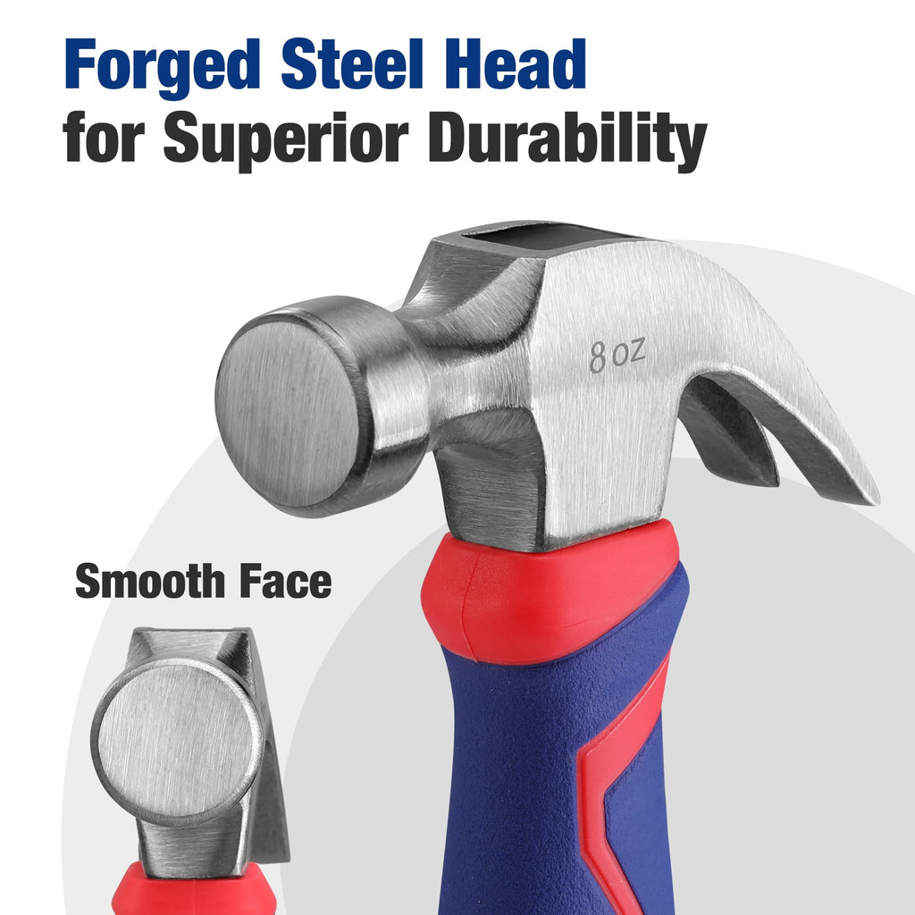 WORKPRO Claw Hammer with Fiberglass Handle, All Purpose Hammer with Forged Hardened Steel Head