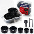 HIDOTOL 8PC Hole Saw Kit 1" to 2-1/8"(25-54mm) in Case with Drill Bits, Mandrels and Hex Key, Smooth Cutting for Soft Wood, Plywood, PVC Board