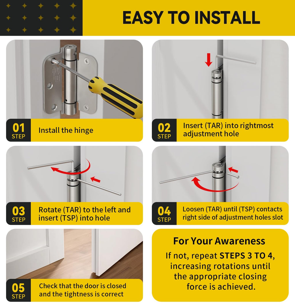JOYNY Self Closing Door Hinges Brushed Nickel