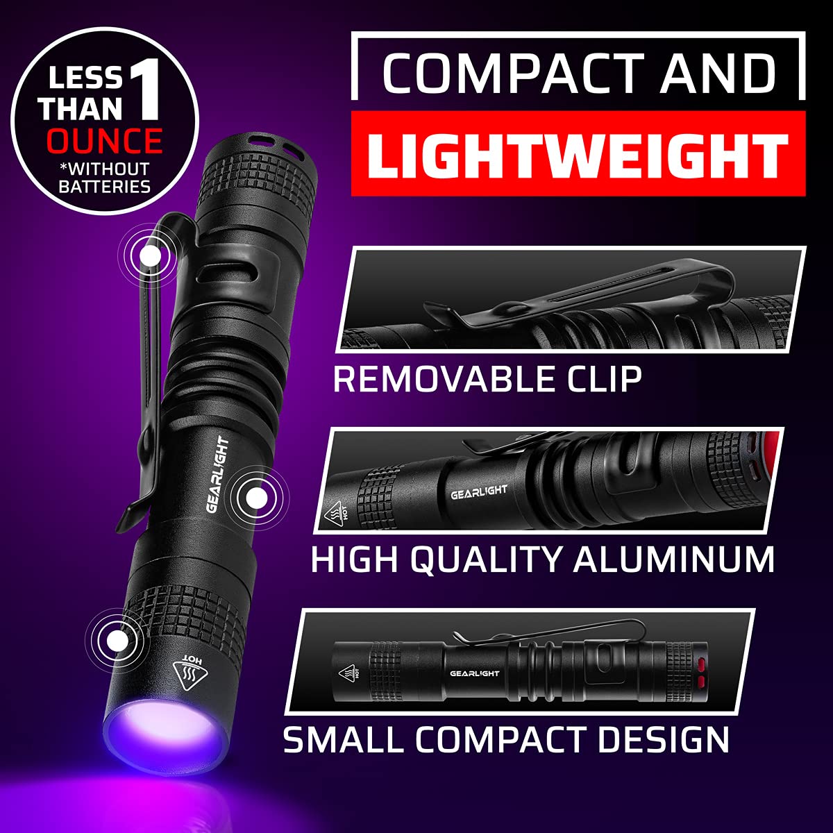 GearLight UV Black Light Flashlight