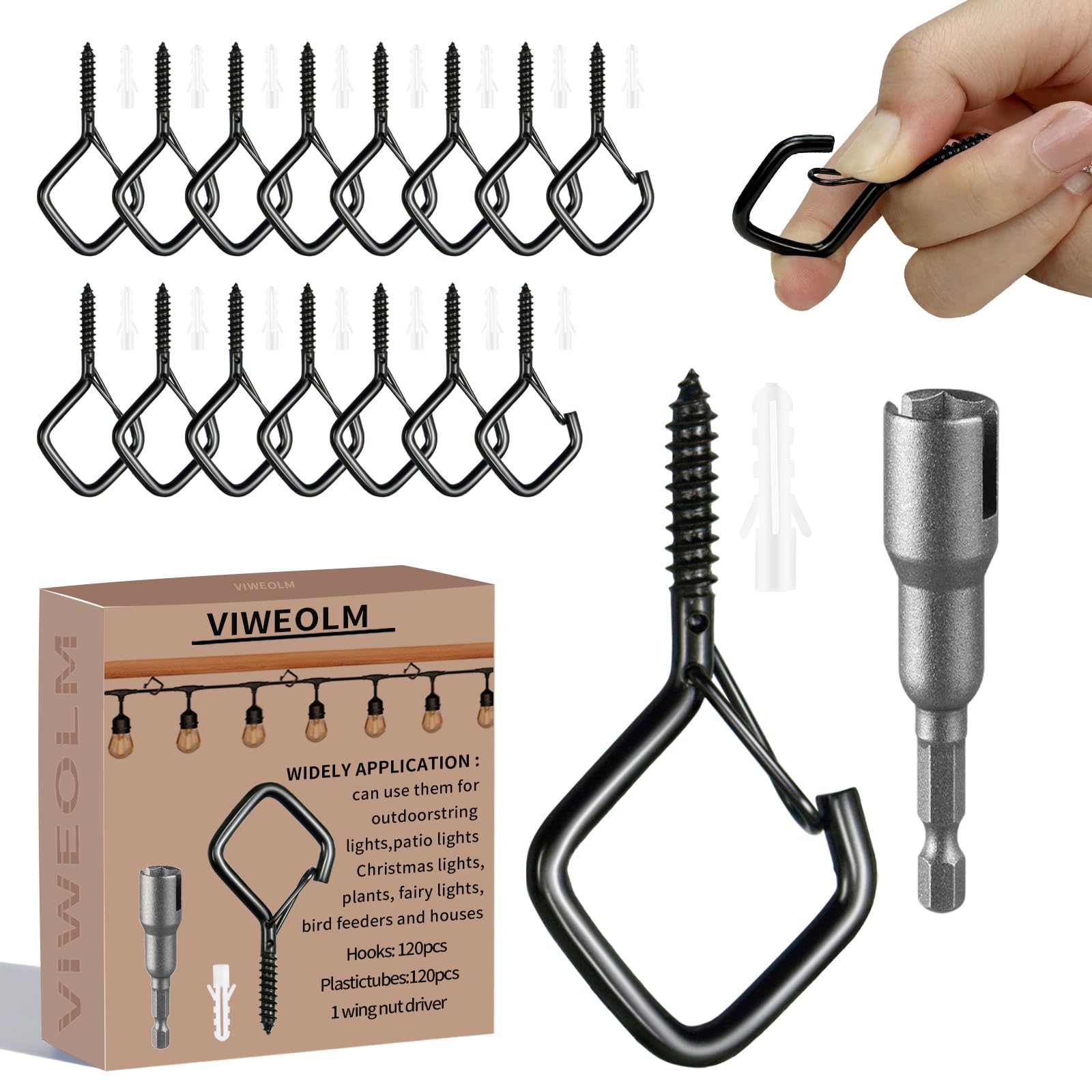 Viweolm Eye Hooks Screw Heavy Duty,Ceiling Hooks for Hanging Plants,String Lights,Cup,Wind Chime,Bird Feeders. Plant Hanger Indoor&Outdoor