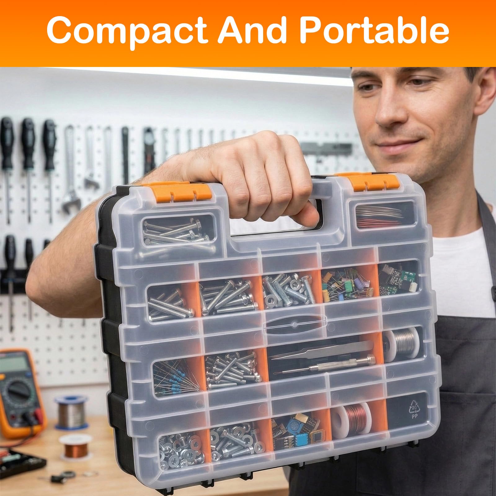 NOEAIKE Double Side Small Parts Organizer Hardware Storage for Screws Nuts