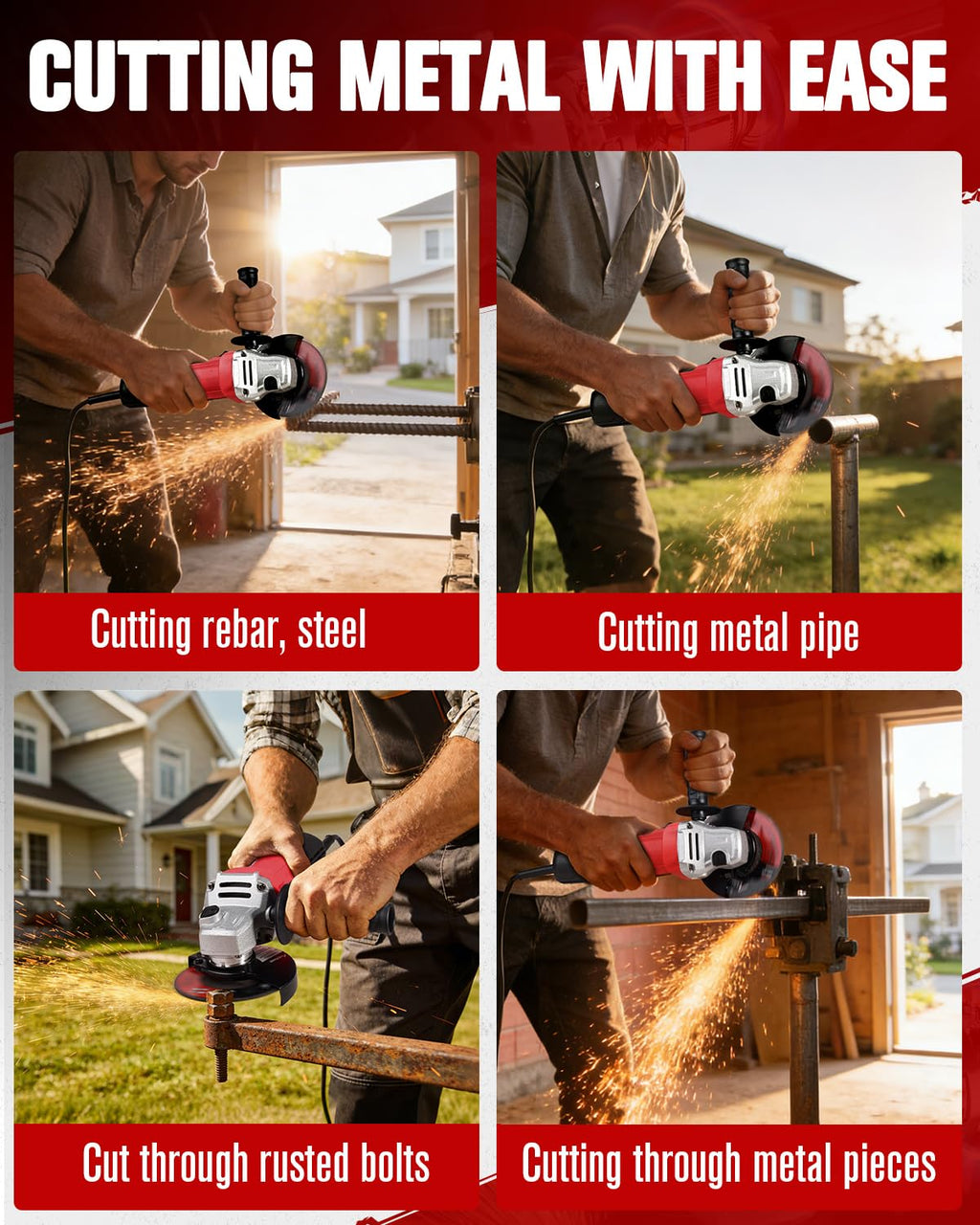AVID POWER Angle Grinder, 7.5-Amp 4-1/2 inch Electric Grinder Power Tools with Grinding and Cutting Wheels, Flap Disc and Auxiliary Handle for Cutting, Grinding, Polishing and Rust Removal