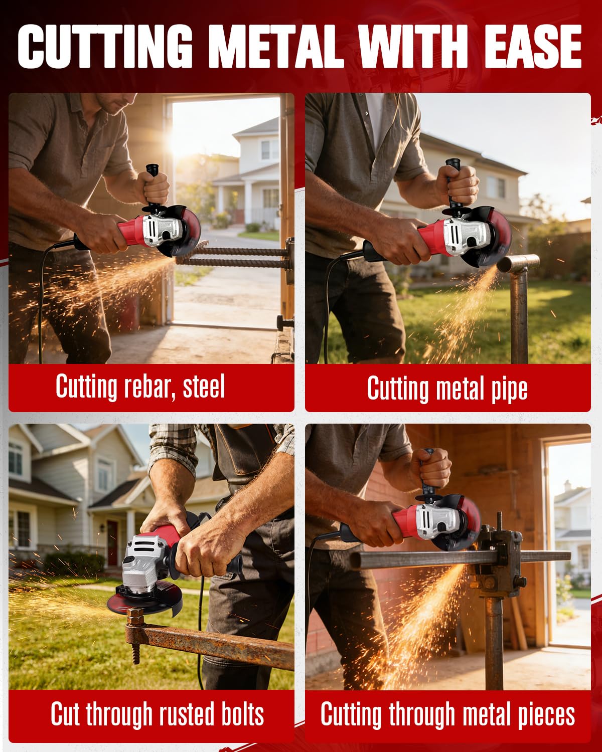 AVID POWER Angle Grinder, 7.5-Amp 4-1/2 inch Electric Grinder Power Tools with Grinding and Cutting Wheels, Flap Disc and Auxiliary Handle for Cutting, Grinding, Polishing and Rust Removal