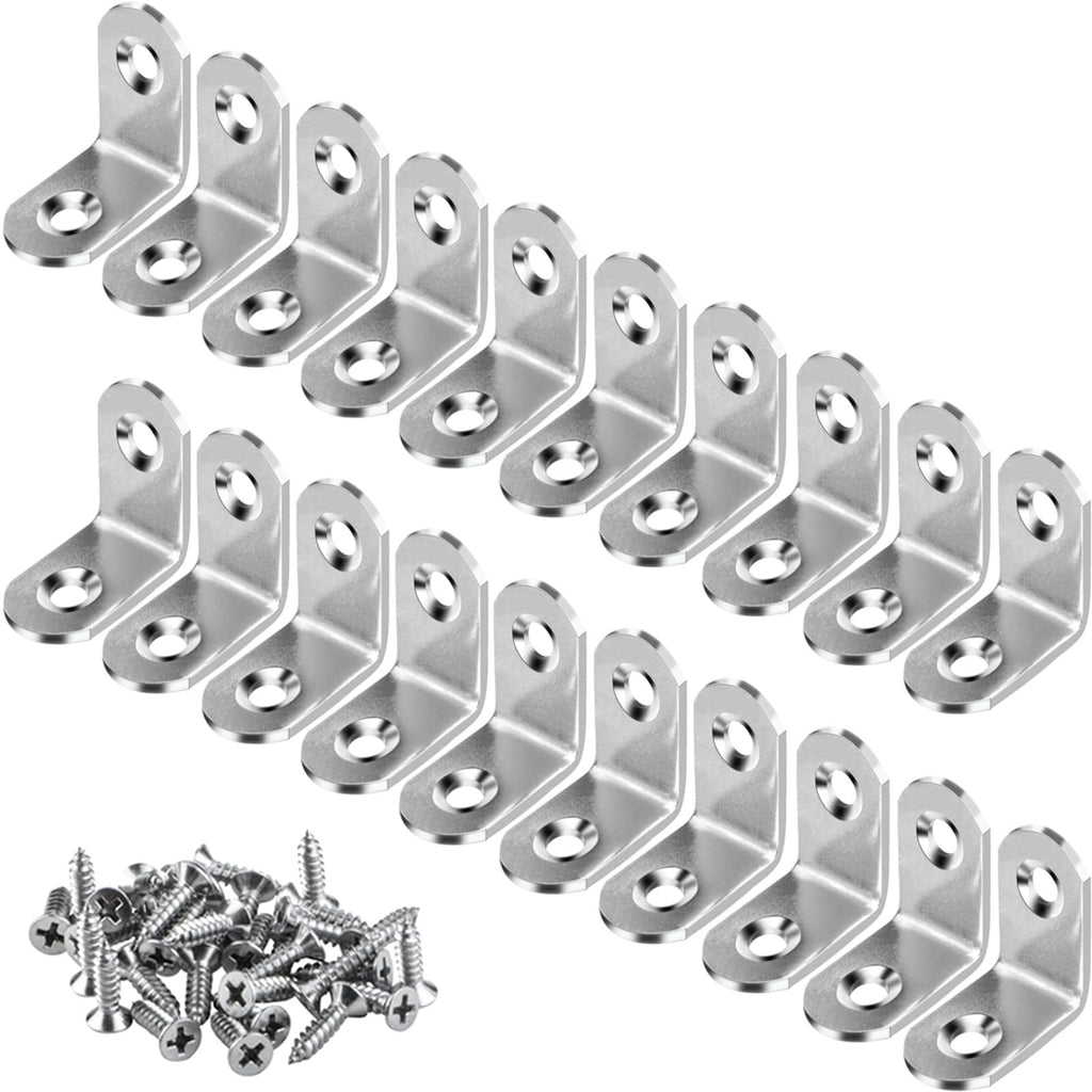 YEWLACA L Bracket Corner Braces Heavy Duty Stainless Steel 90 Degree Joints Right Angle Bracket L Shaped Corner Brackets Fastener for Wood Furniture, Screws Included