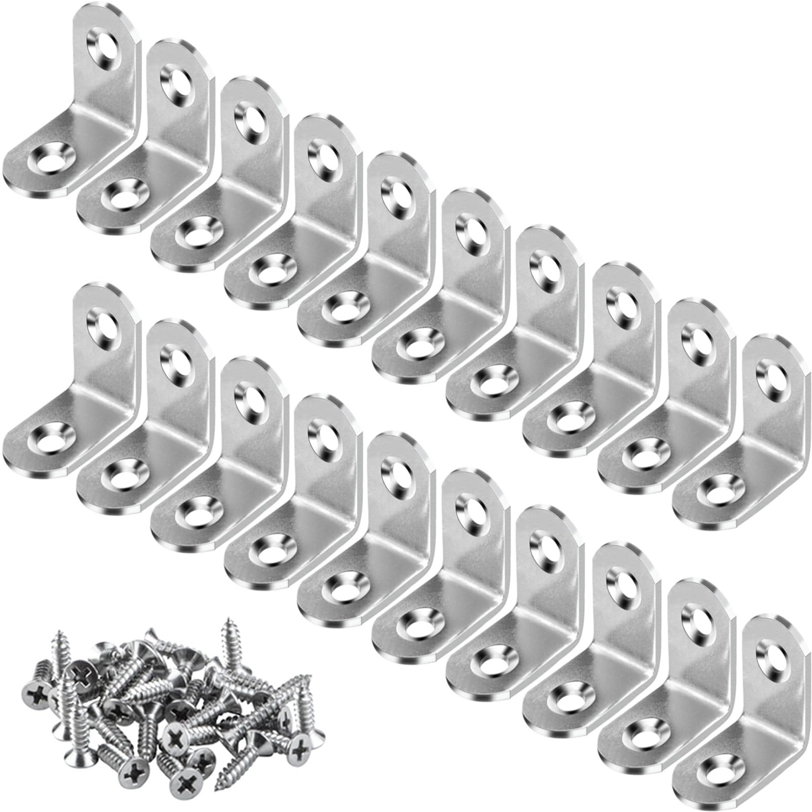 YEWLACA L Bracket Corner Braces Heavy Duty Stainless Steel 90 Degree Joints Right Angle Bracket L Shaped Corner Brackets Fastener for Wood Furniture, Screws Included