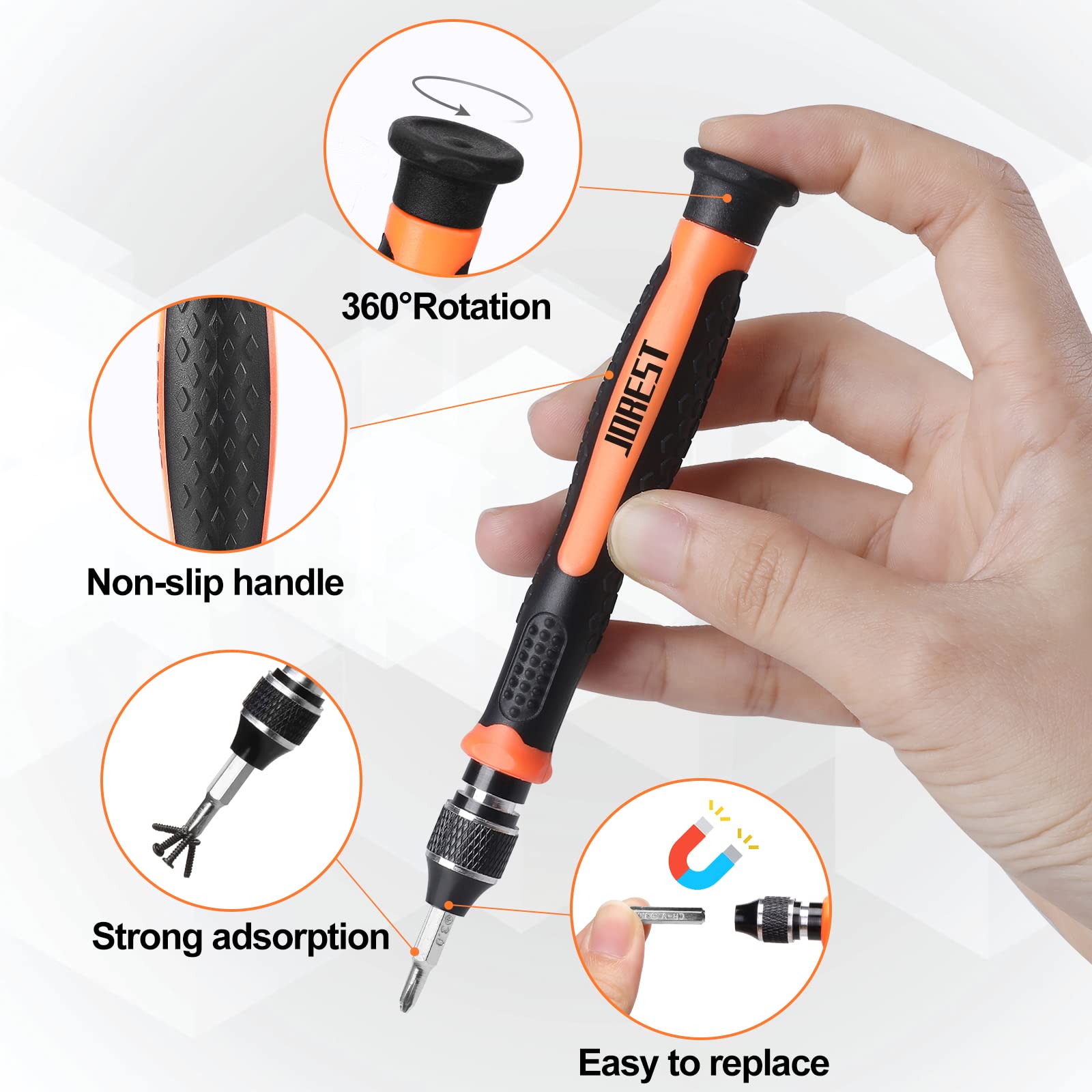 JOREST 38Pcs Small Precision Screwdriver Set with Torx T5, T6, Y00, Mini Repair Tool Kit for Macbook, Computer, Laptop, iPhone, PS4 PS5, Xbox, Switch, Eyeglasses, Watch, Ring Doorbell, Electronic, etc