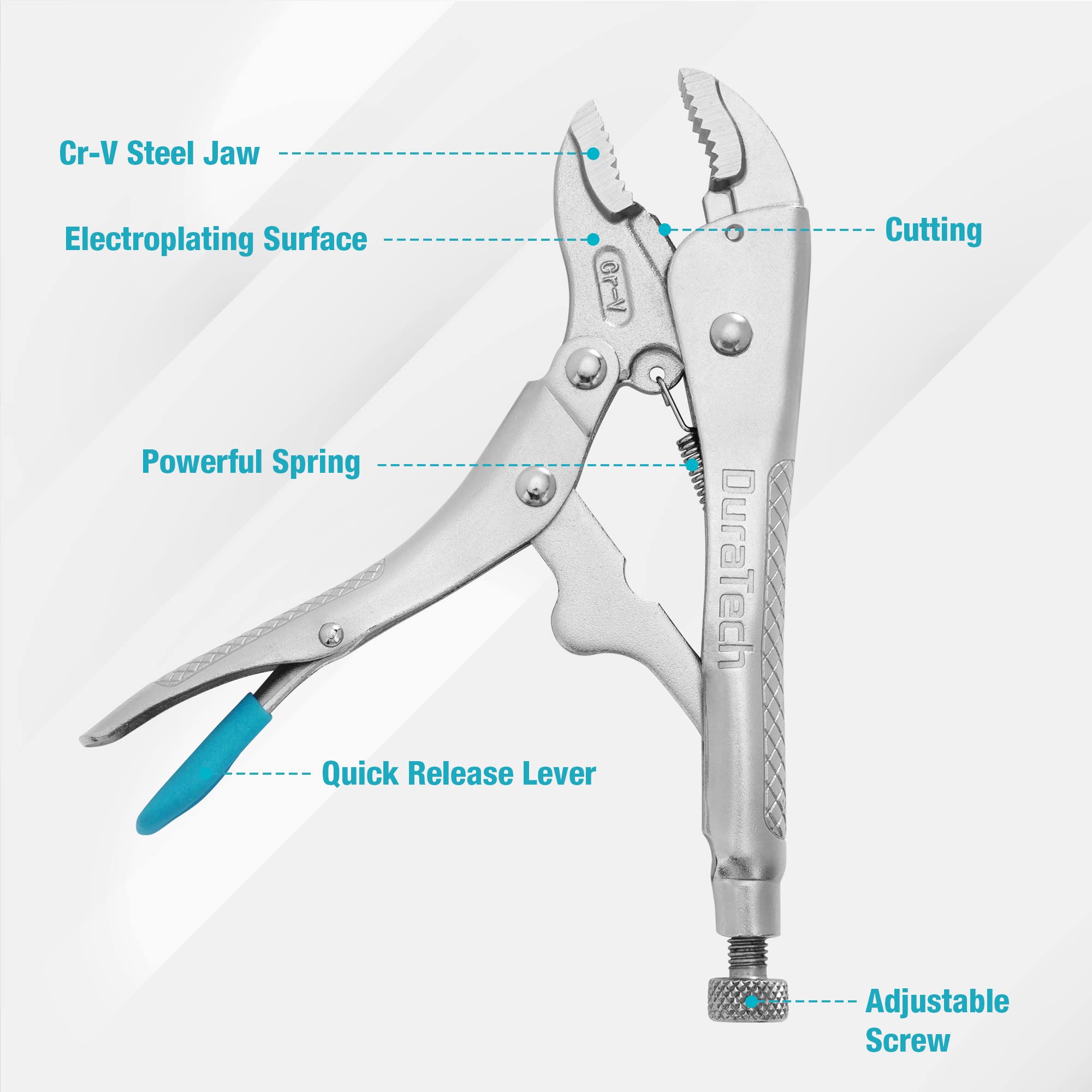 DURATECH Locking Pliers with Wire Cutter, Fit for Clamping Twisting Welding