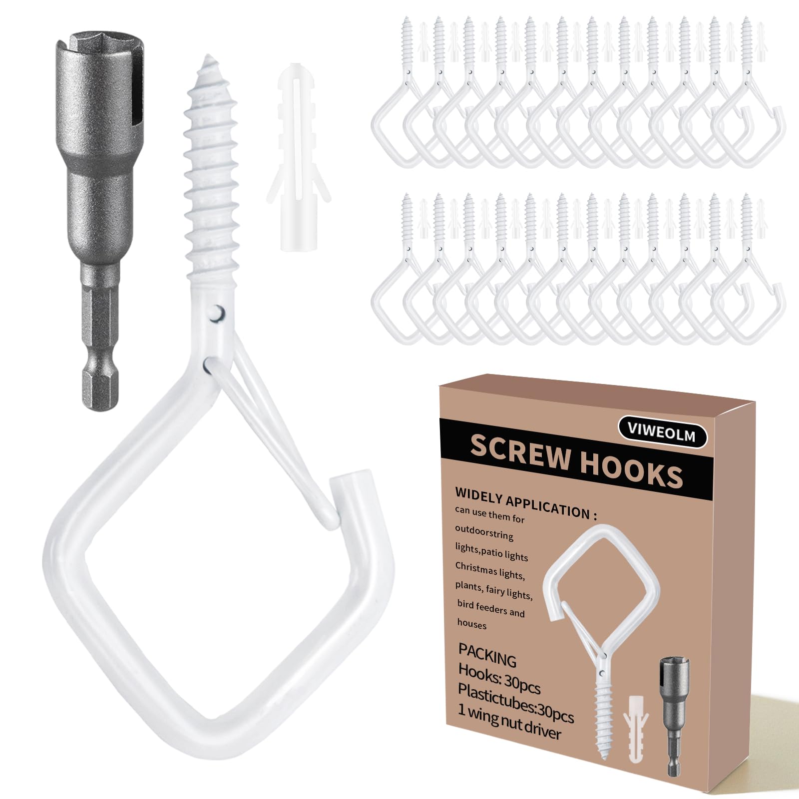 Viweolm Eye Hooks Screw Heavy Duty,Ceiling Hooks for Hanging Plants,String Lights,Cup,Wind Chime,Bird Feeders. Plant Hanger Indoor&Outdoor
