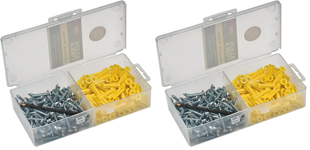 Klein Tools 53729 Conical Anchor Kit, 100 Anchors, 100#2 Phillips, 1/4 Inch Masonry Drill Bit, Drywall and Masonry