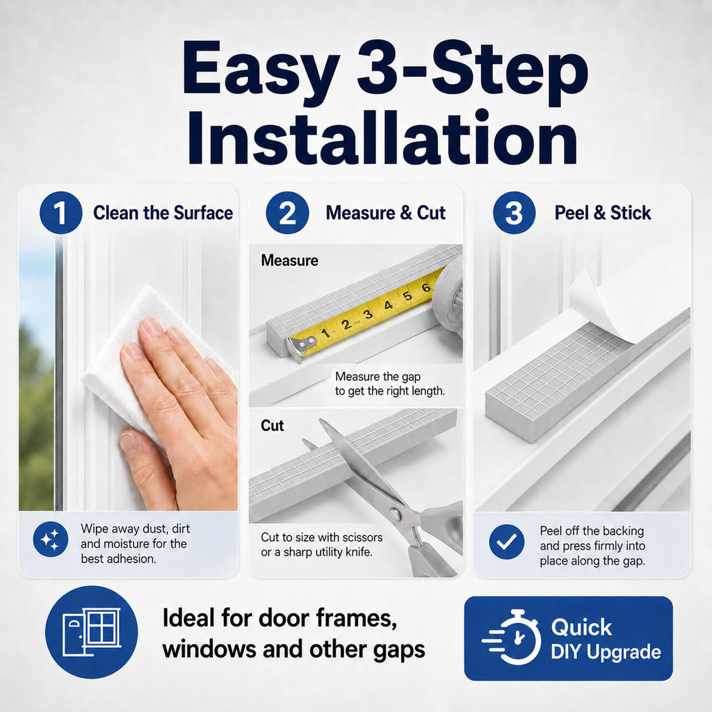 Bantie EVA Weather Stripping Foam Tape Strip with Adhesive Foam Weather Stripping Door Seal Strip for Door Frame/Window/Gaps