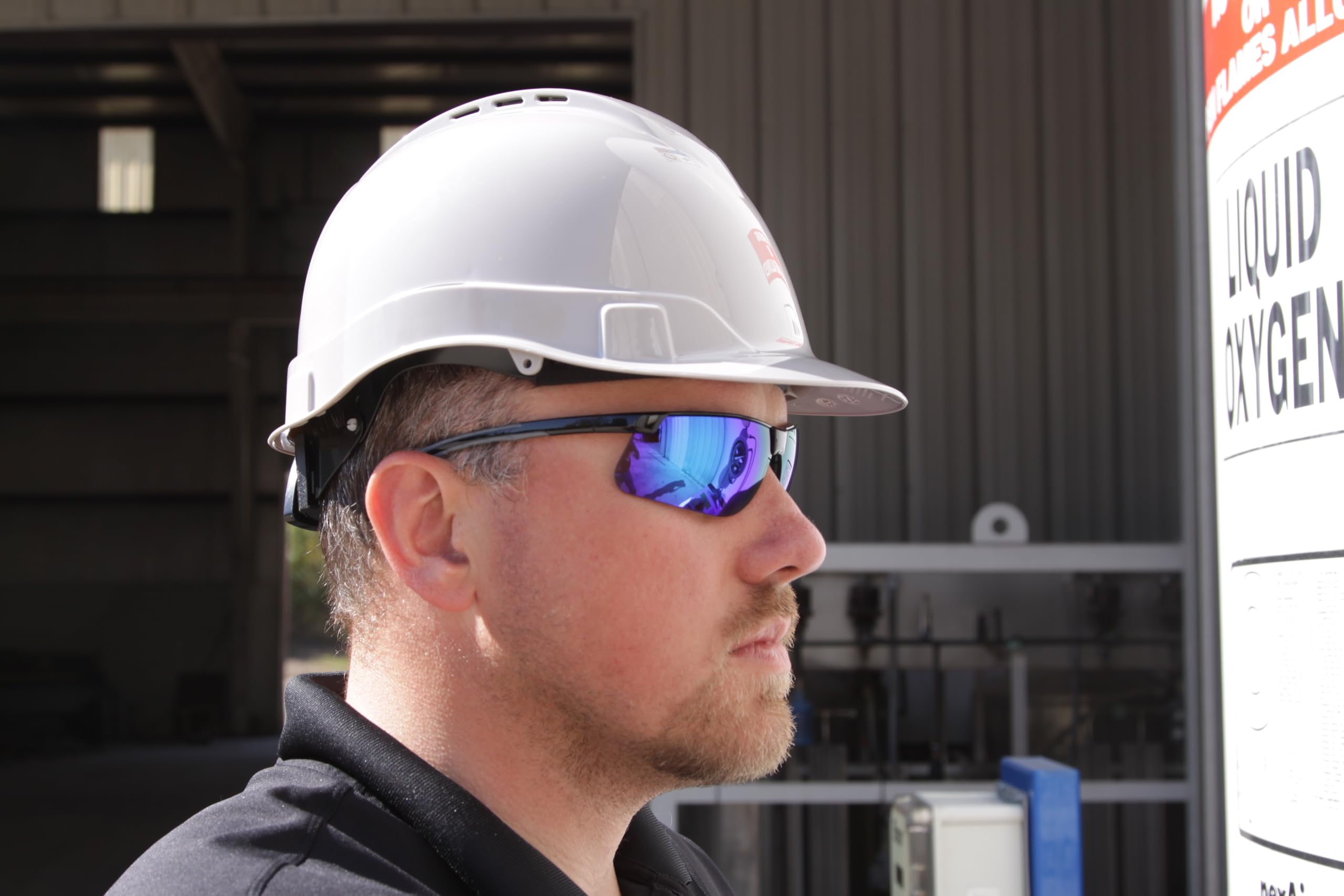 Pyramex Ridgeline Cap Style Hard Hat, Vented, 4-Point Ratchet Suspension, White