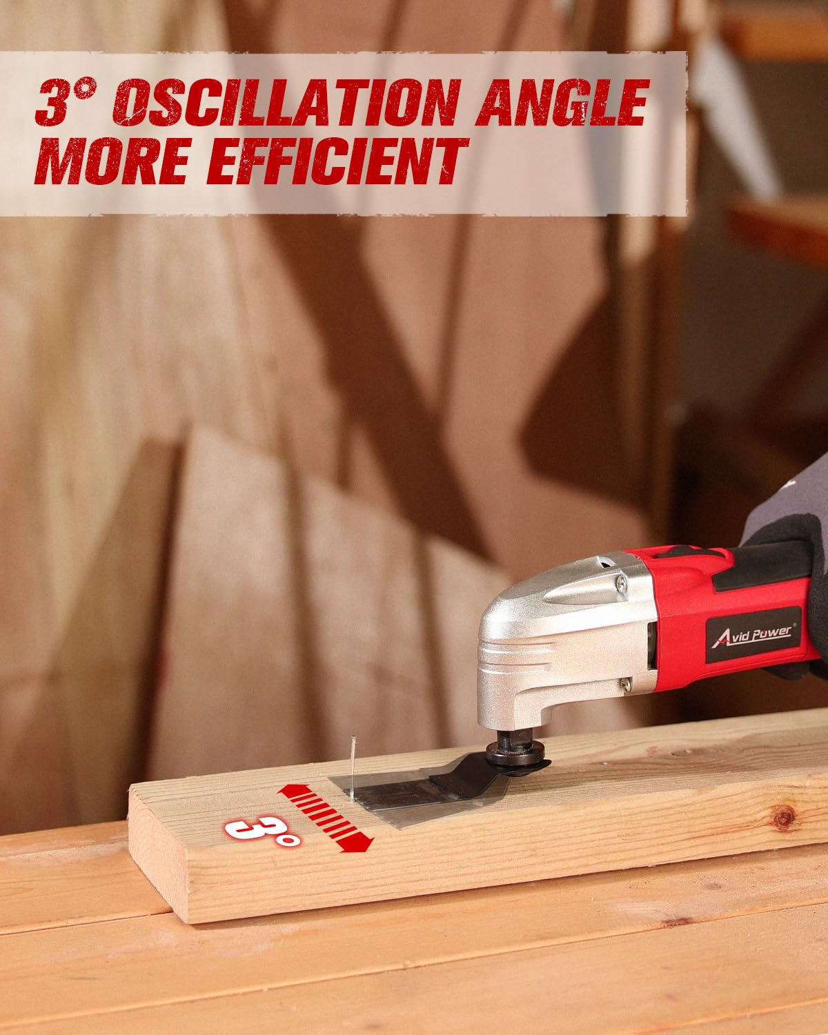 AVID POWER Oscillating Tool, 22000 OPM Electric Oscillating Multi Tool with 3°Oscillation Angle, Cutting, Sanding, Grinding, Scraping, 11 Accessories & Universal Interface
